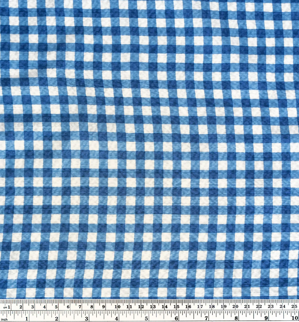 Gingham Crinkle Cotton - Blue/Ivory - Image 4
