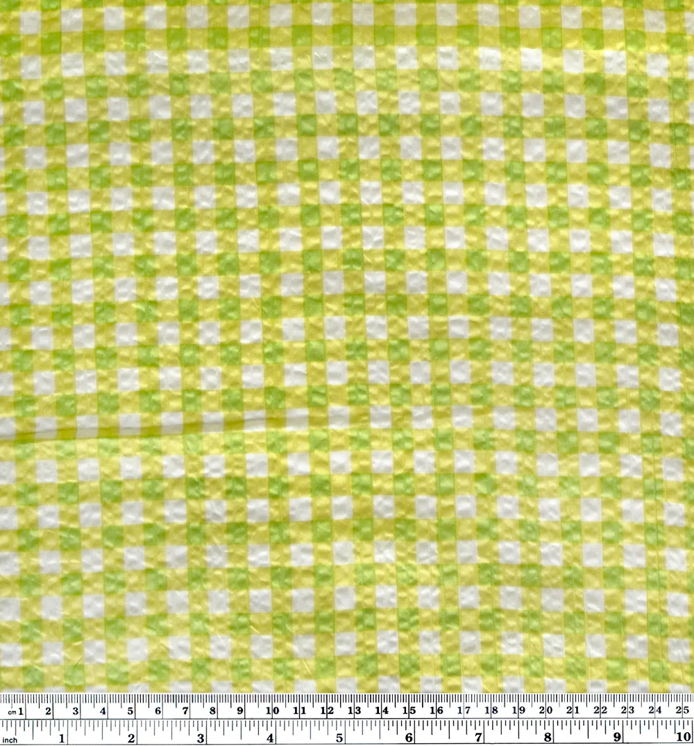 Gingham Crinkle Cotton - Lime/Ivory - Image 4