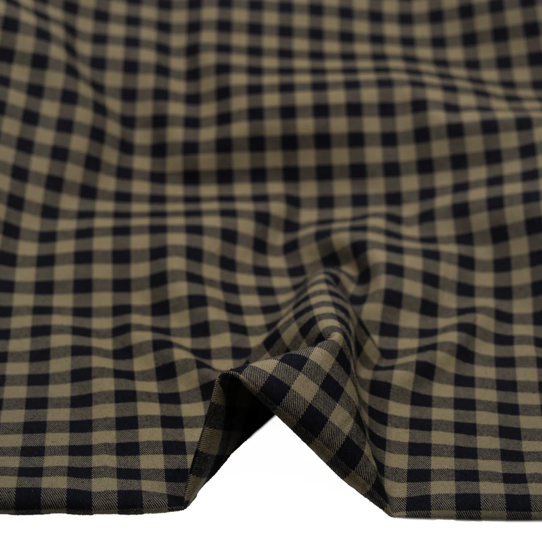 Gingham Duo Yarn Dyed Cotton Twill - Sage/Black - Image 2