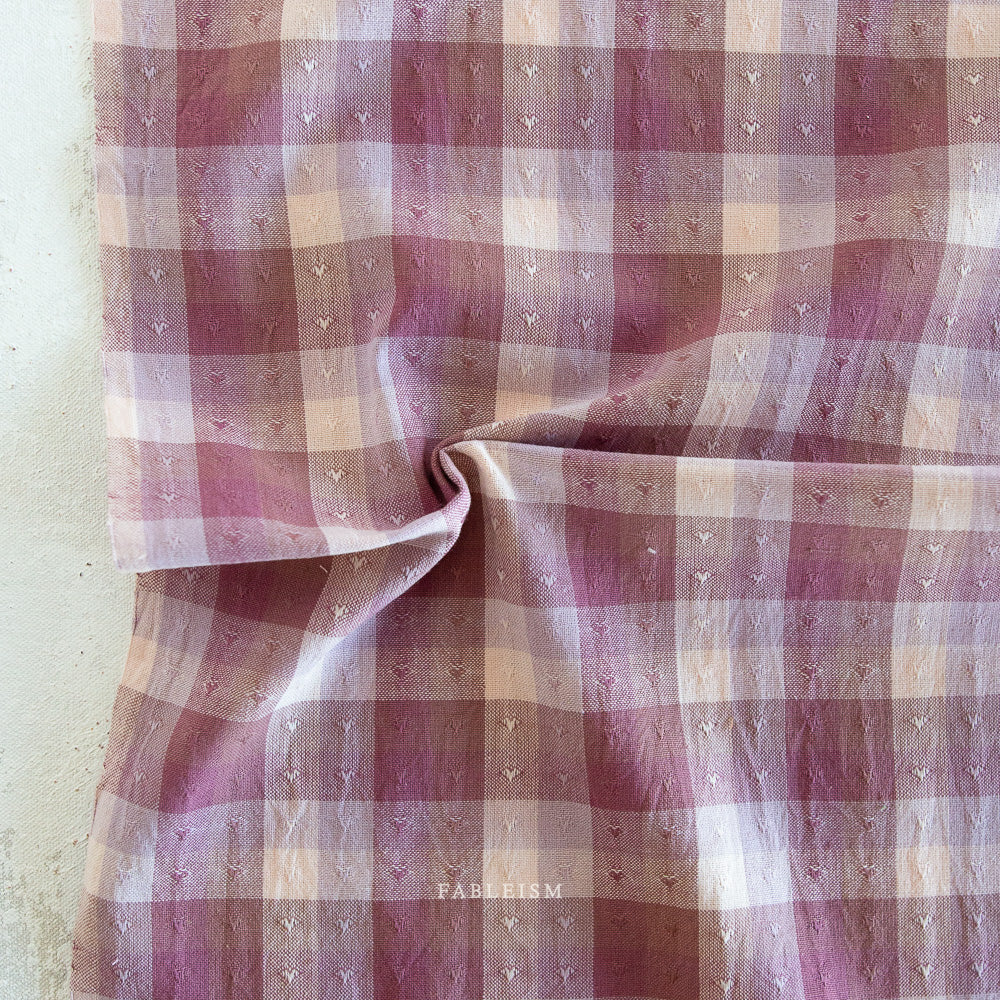 Gingham Hearts Cotton - Cameo Pink