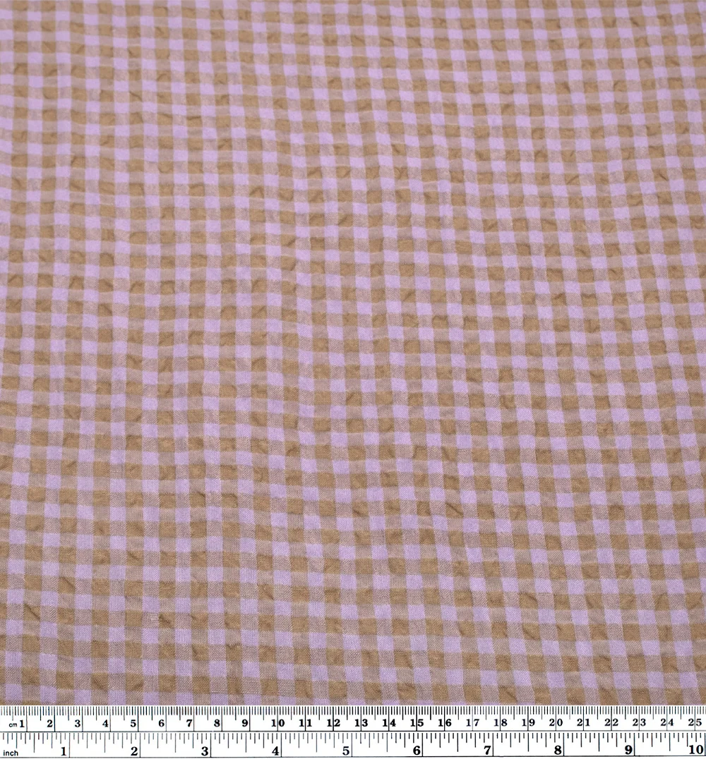 Gingham Linen Rayon Gauze - Crocus/Latte - Image 4