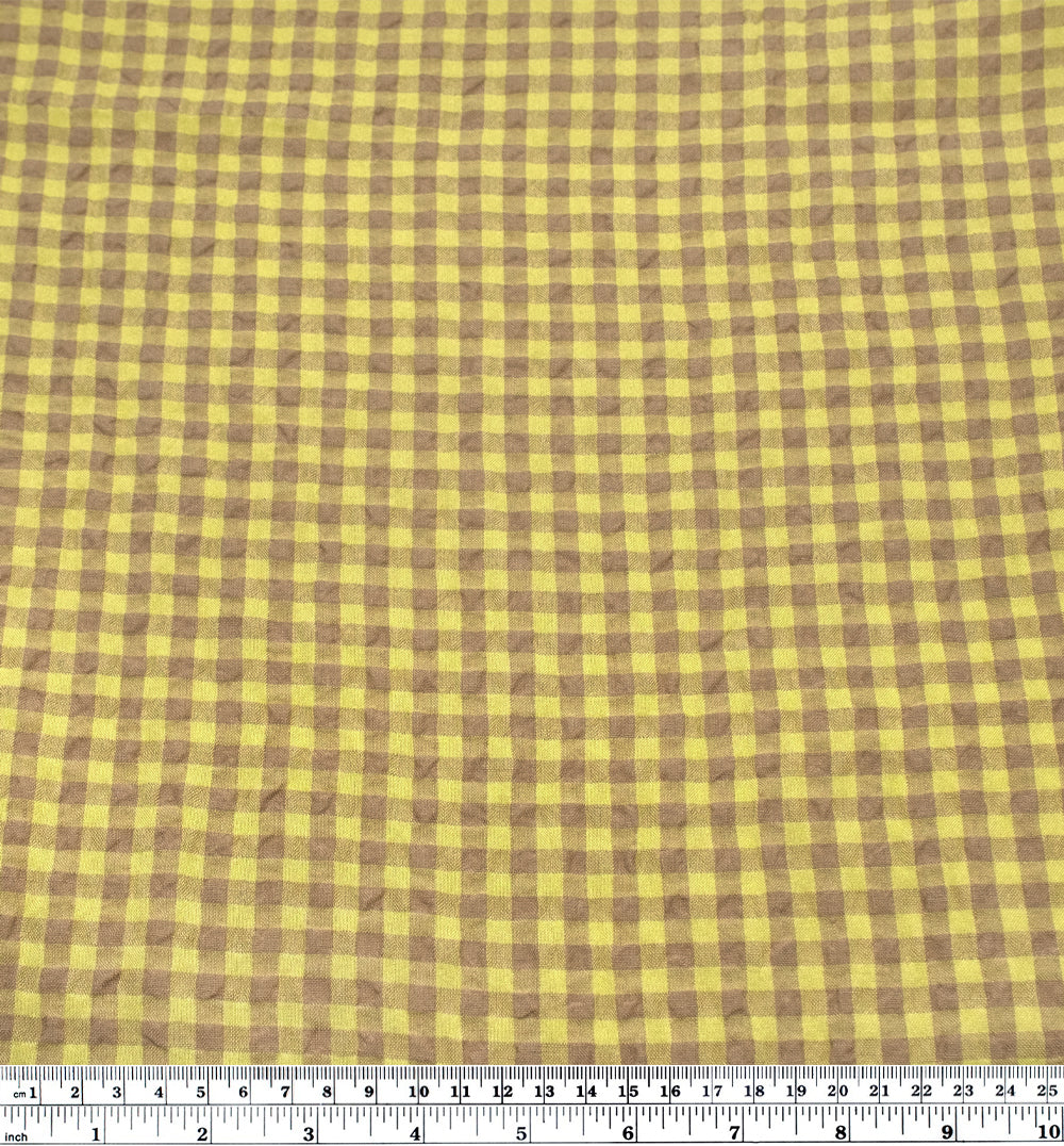 Gingham Linen Rayon Gauze - Limeade/Latte - Image 4