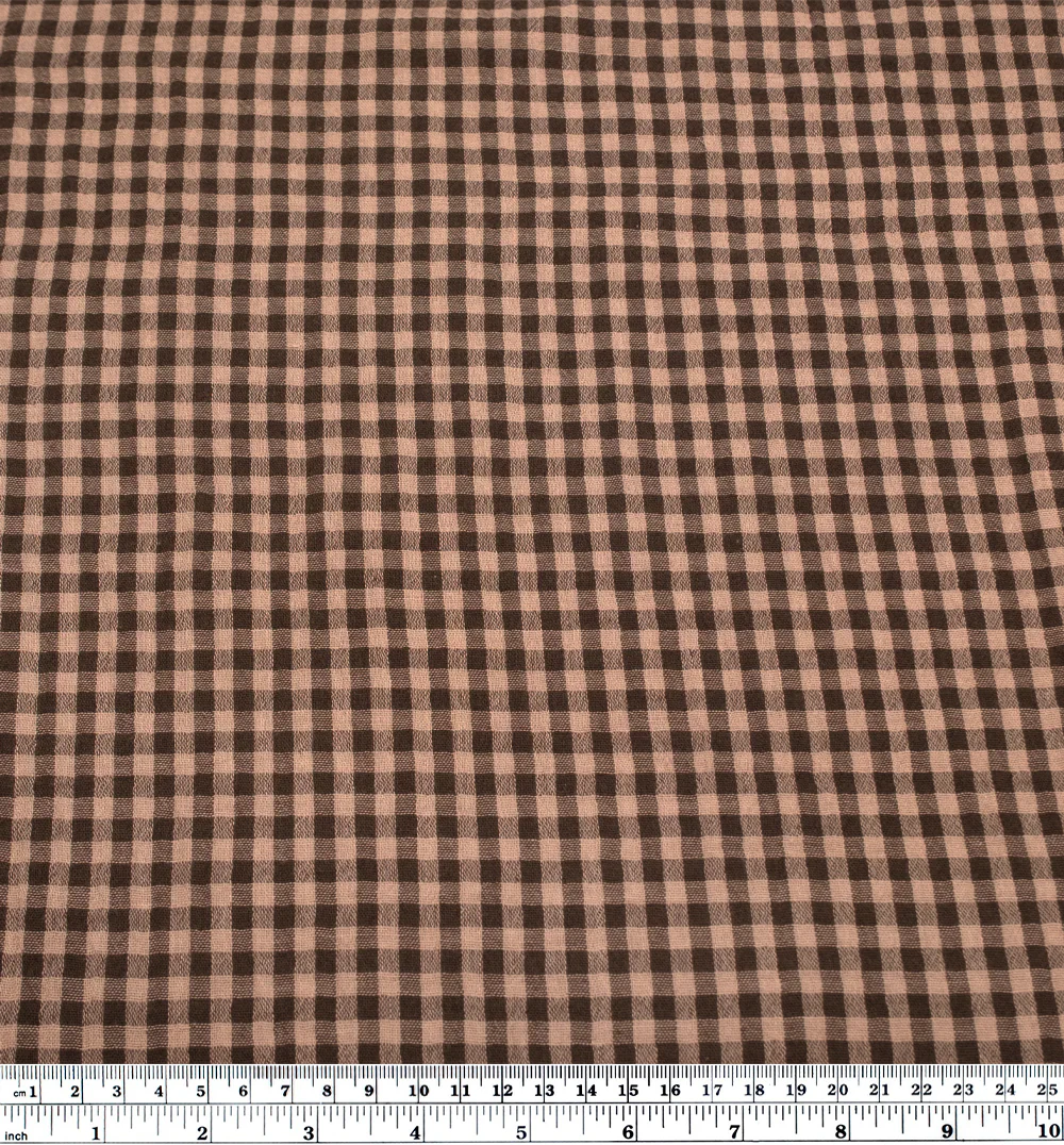 Gingham Organic Cotton Double Gauze - Chocolate/Biscuit - Image 3