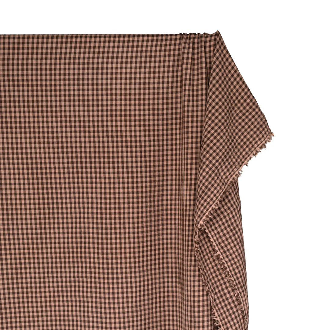 Gingham Organic Cotton Double Gauze - Chocolate/Biscuit - Image 4