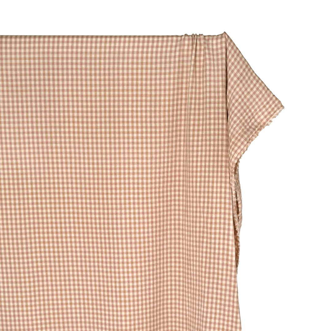 Gingham Organic Cotton Double Gauze - Cream/Biscuit - Image 3