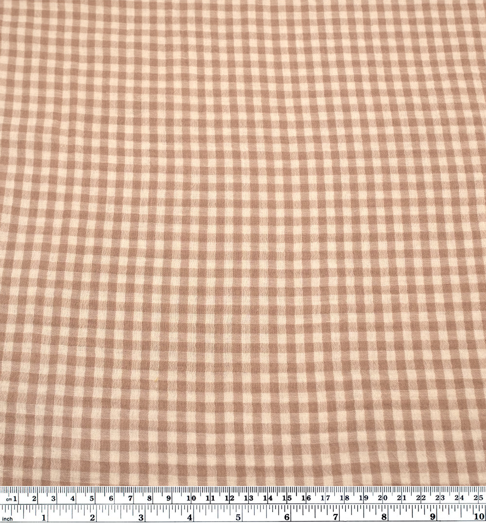 Gingham Organic Cotton Double Gauze - Cream/Biscuit - Image 4