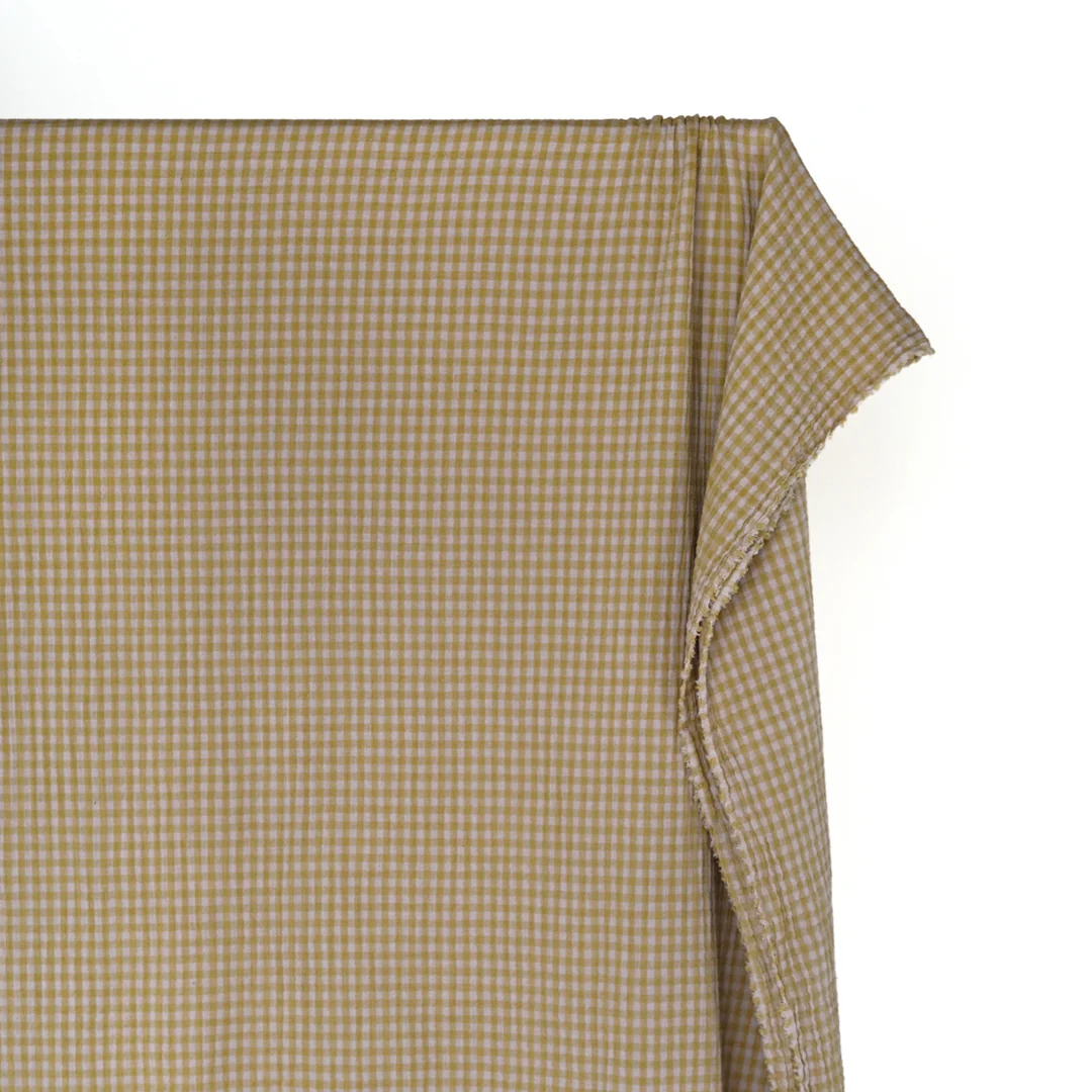 Gingham Organic Cotton Double Gauze - Cumin/Fog - Image 3