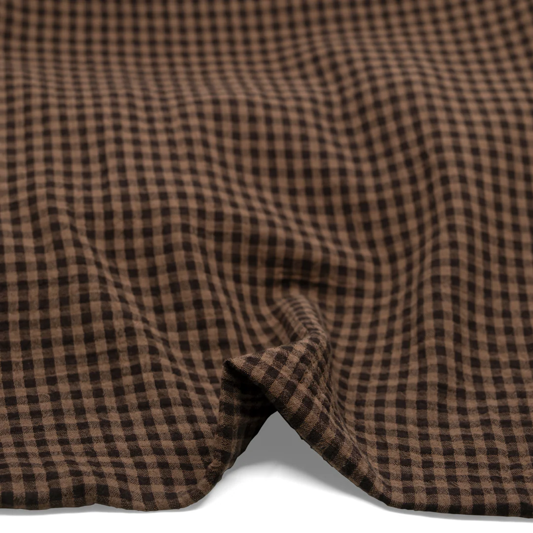 Gingham Organic Cotton Double Gauze - Fudge/Mouse - Image 2
