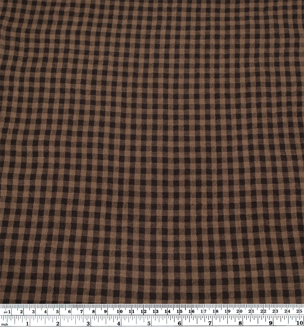 Gingham Organic Cotton Double Gauze - Fudge/Mouse - Image 3