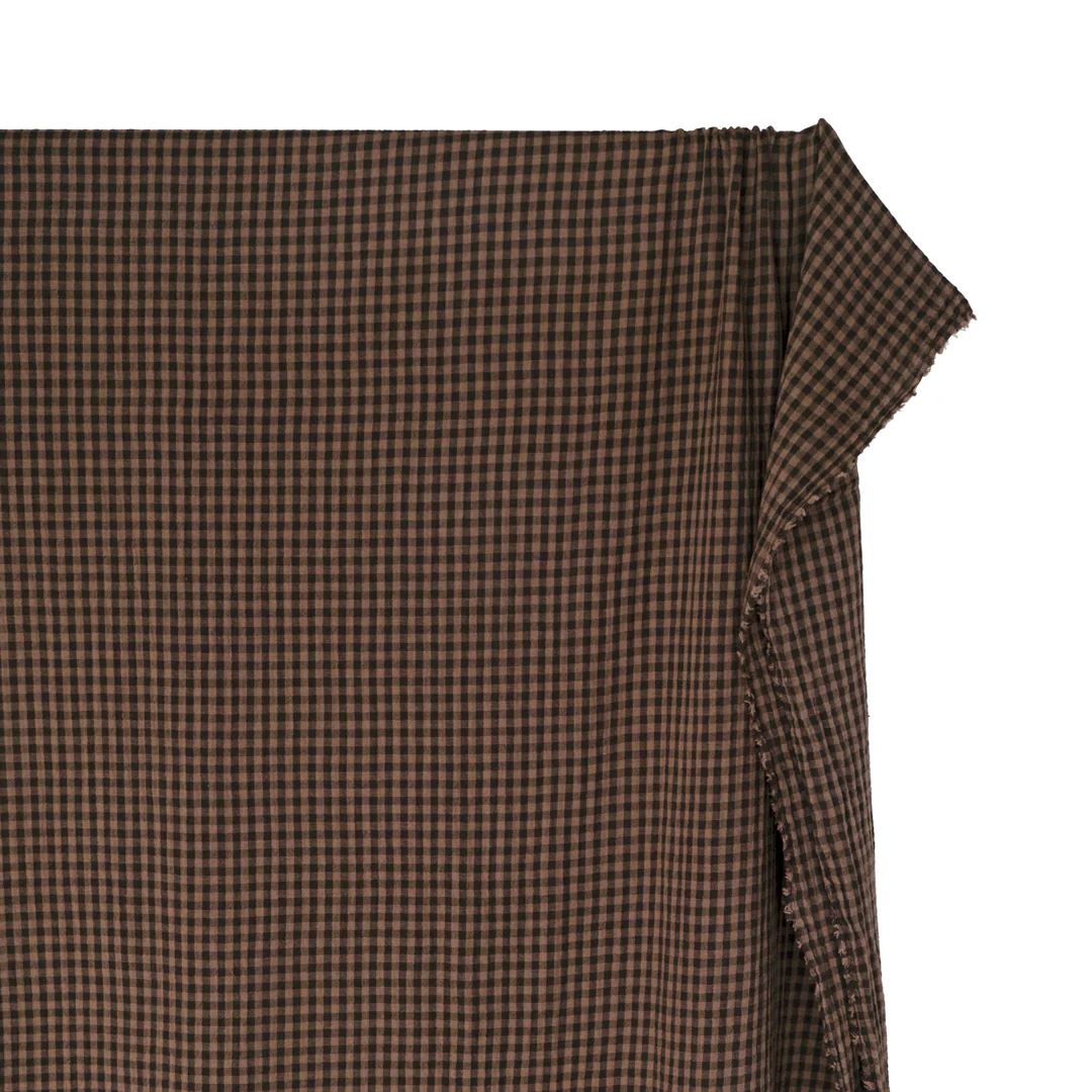 Gingham Organic Cotton Double Gauze - Fudge/Mouse - Image 4