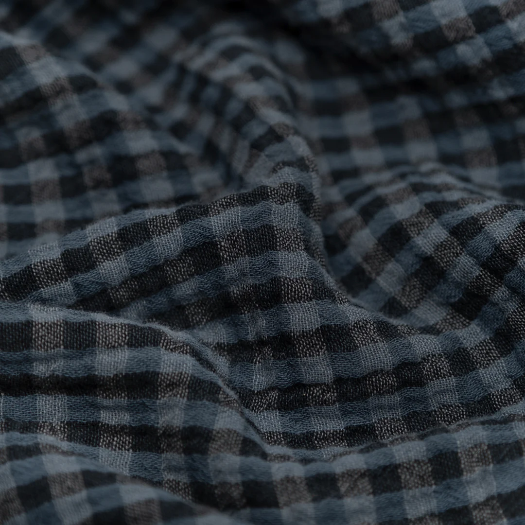 Gingham Organic Cotton Double Gauze - Ocean/Midnight Blue