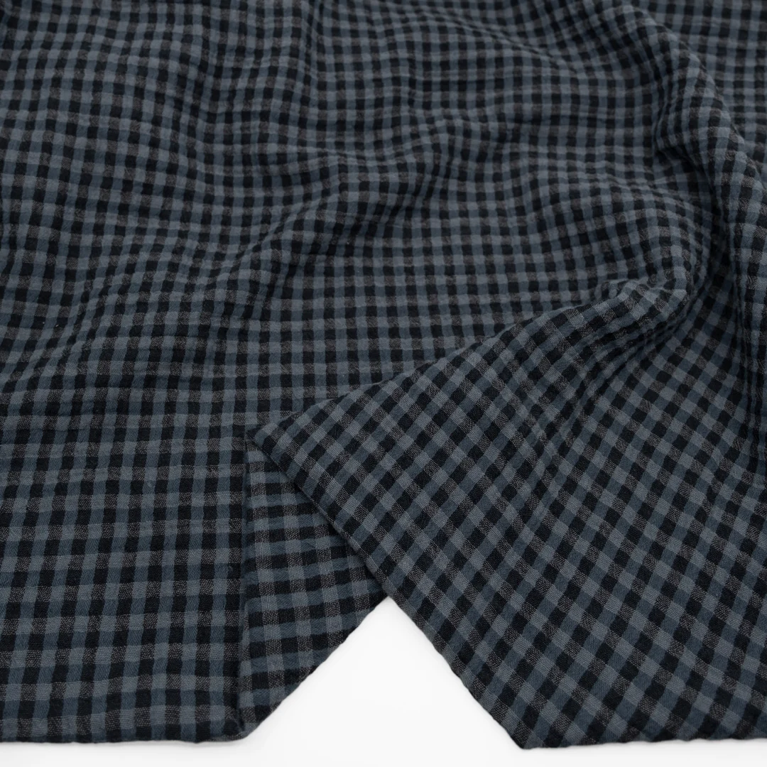 Gingham Organic Cotton Double Gauze - Ocean/Midnight Blue - Image 2