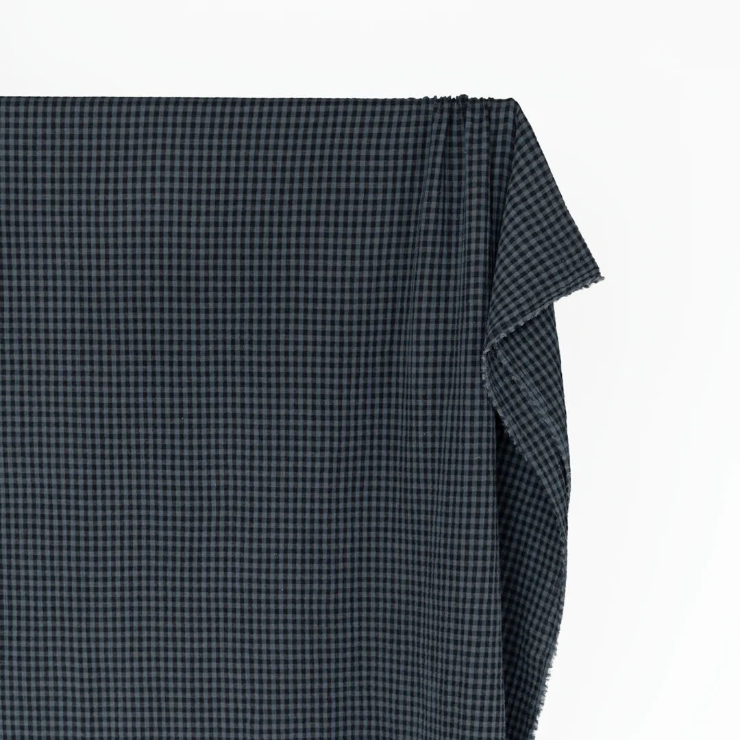 Gingham Organic Cotton Double Gauze - Ocean/Midnight Blue - Image 3