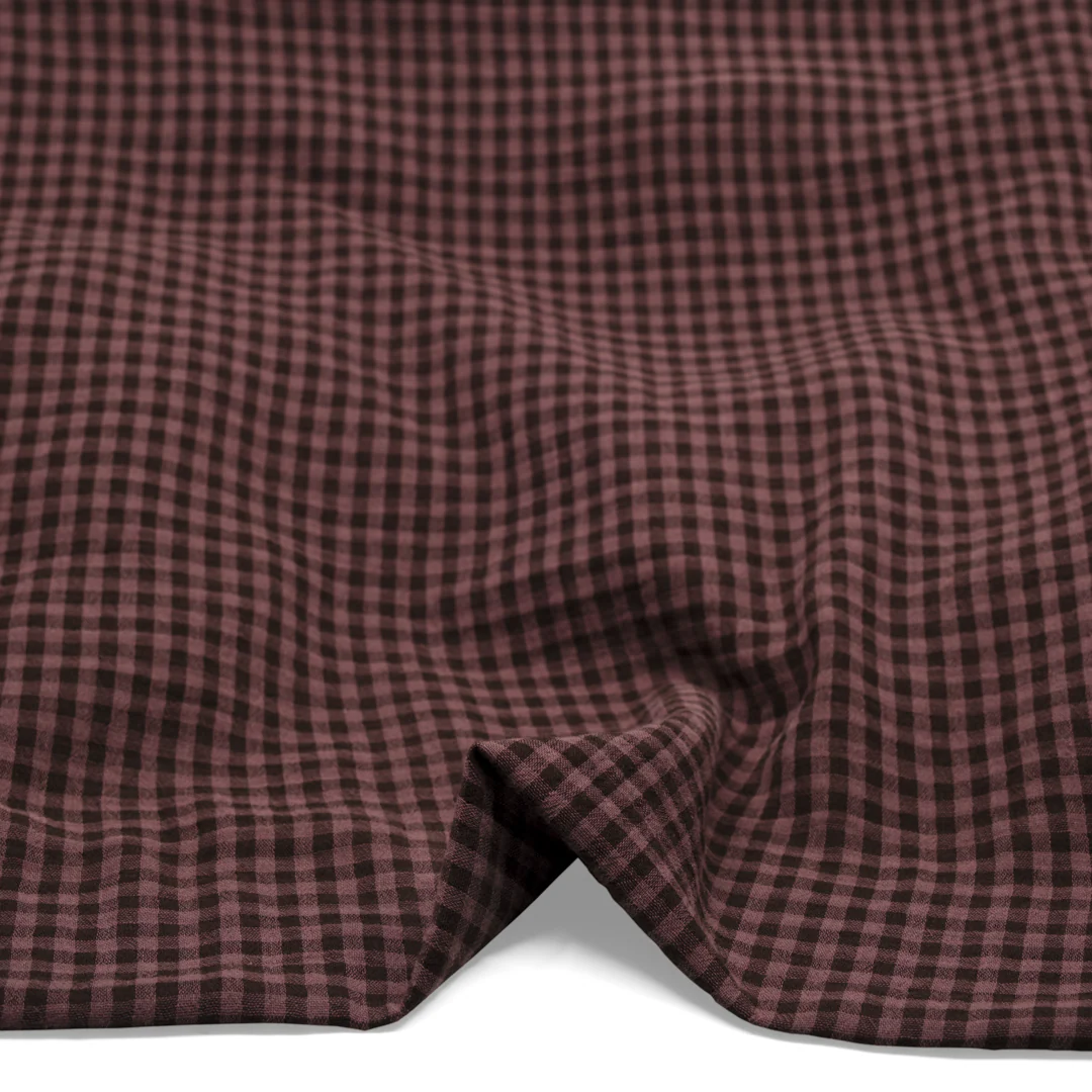 Gingham Organic Cotton Double Gauze - Shadow/Dusty Mauve - Image 2