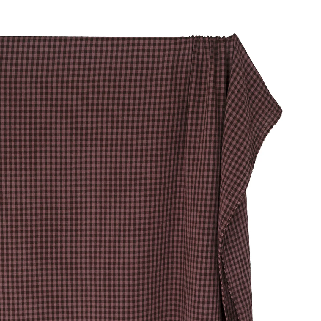 Gingham Organic Cotton Double Gauze - Shadow/Dusty Mauve - Image 4