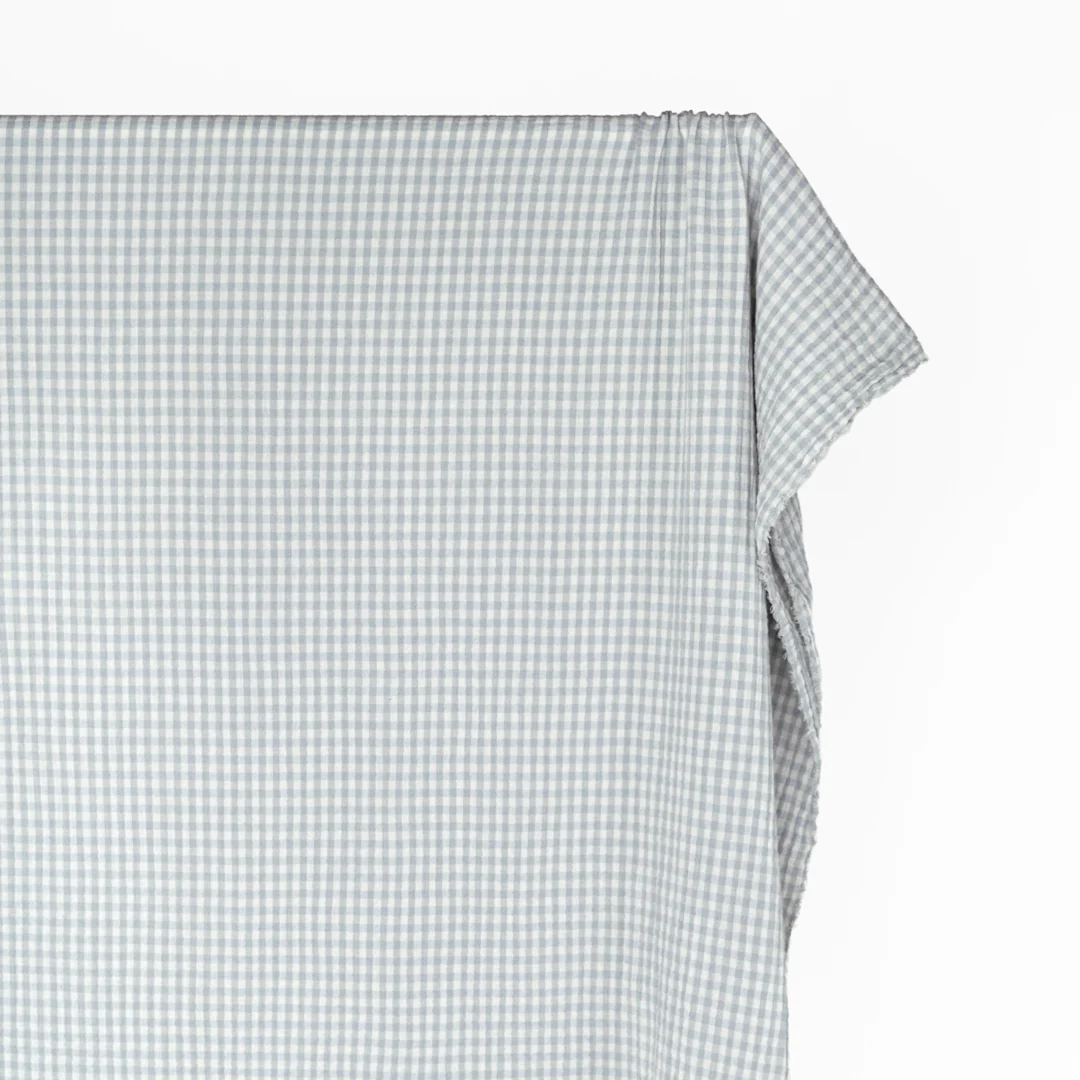 Gingham Organic Cotton Double Gauze - Sky/Ivory - Image 3