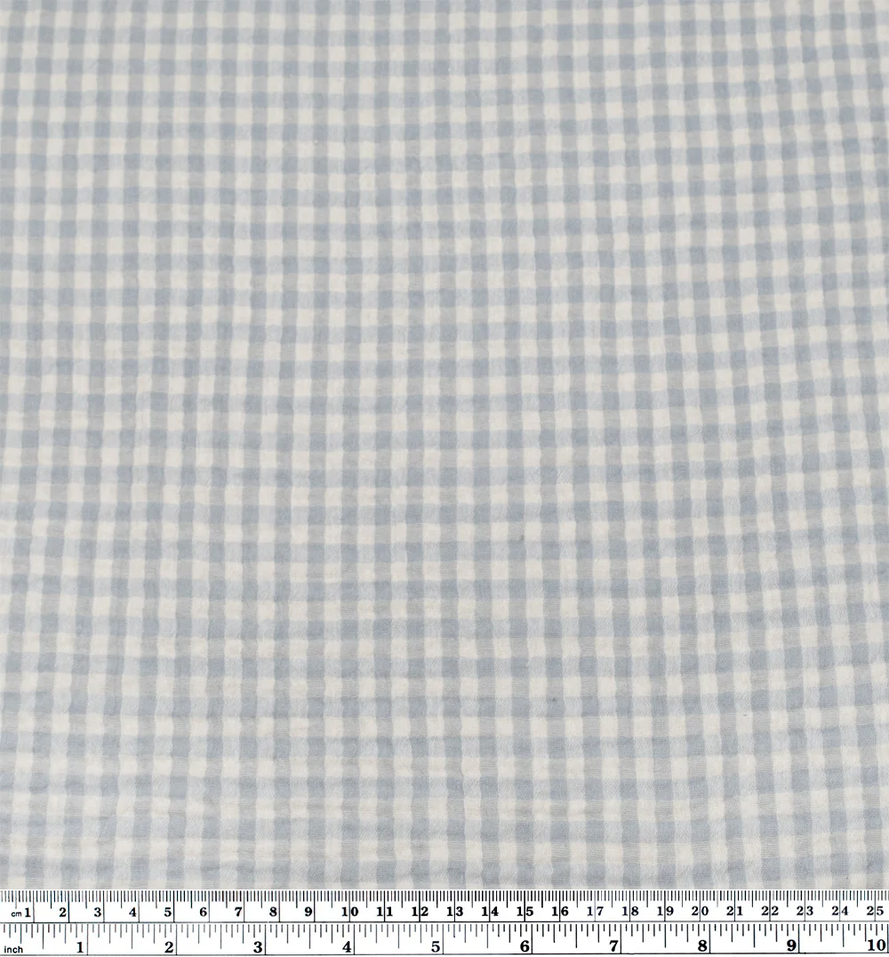 Gingham Organic Cotton Double Gauze - Sky/Ivory - Image 4