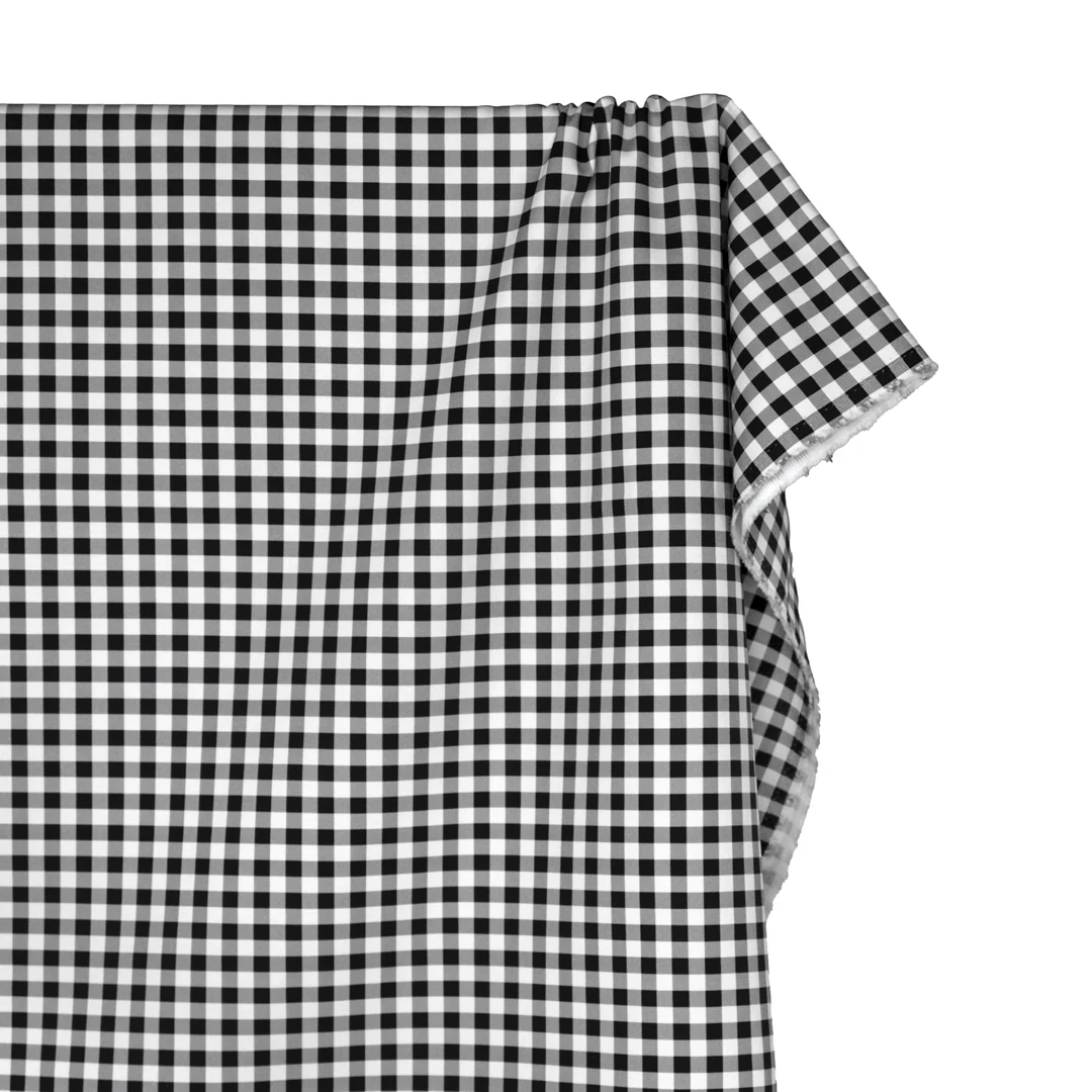 Gingham Printed Cotton Twill - Black - Image 3
