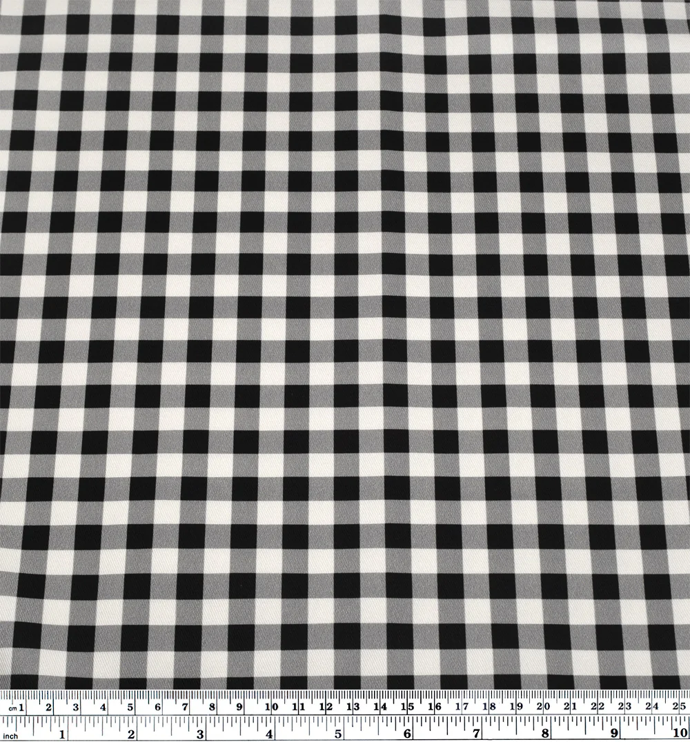 Gingham Printed Cotton Twill - Black - Image 4