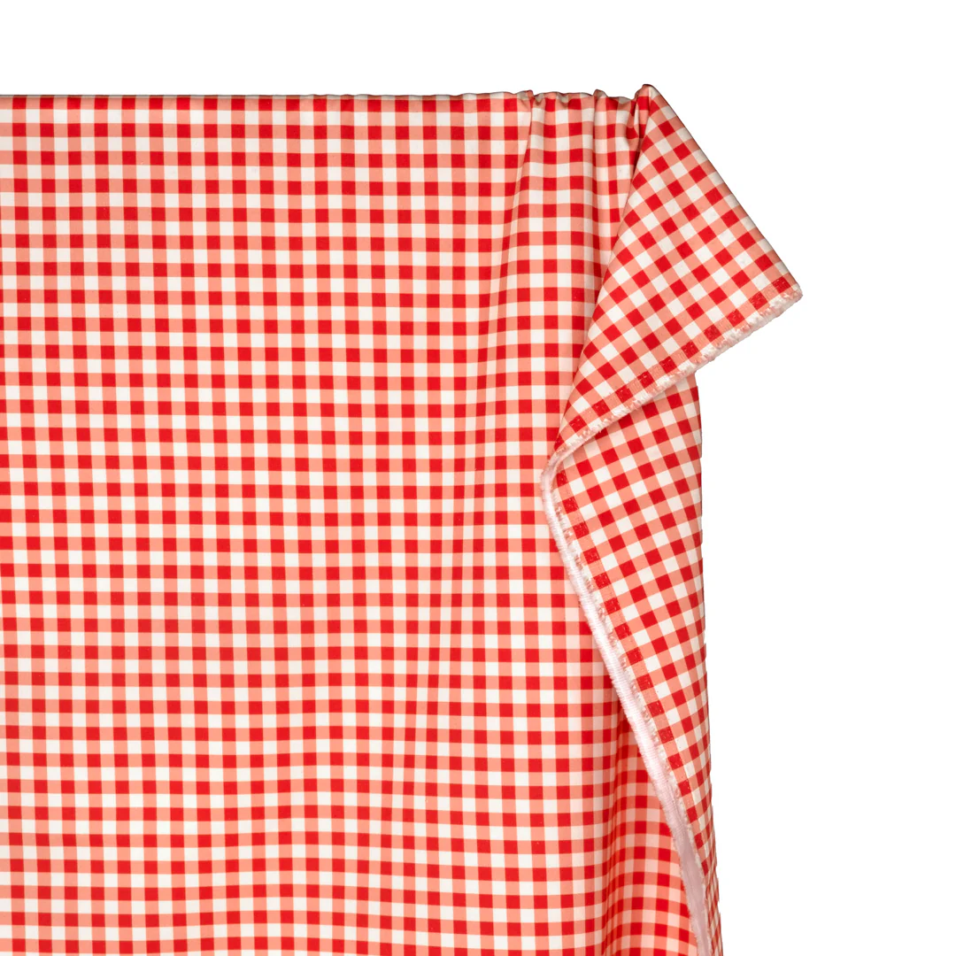 Gingham Printed Cotton Twill - Strawberry - Image 3