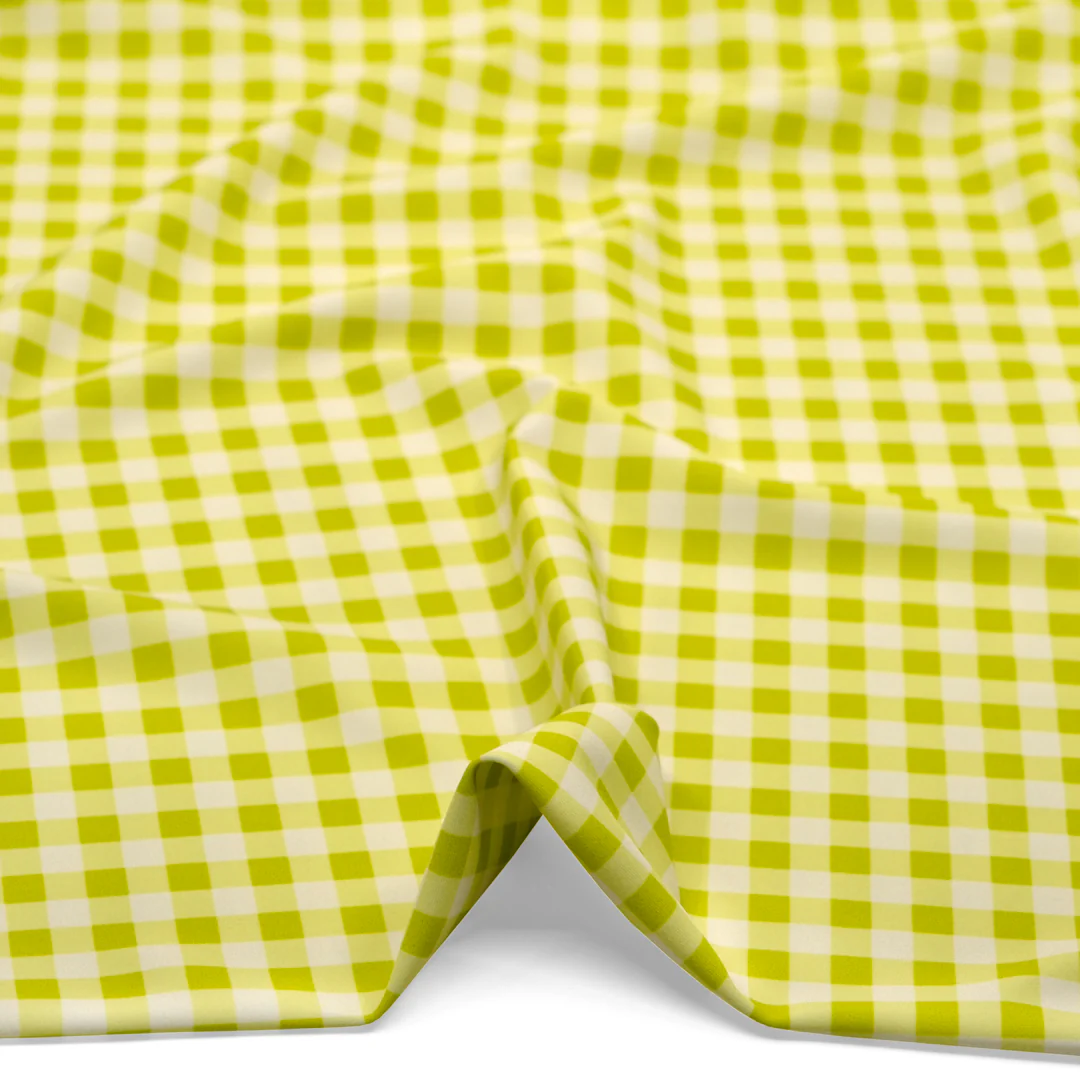 Gingham Recycled Nylon Swim Tricot - Limeade