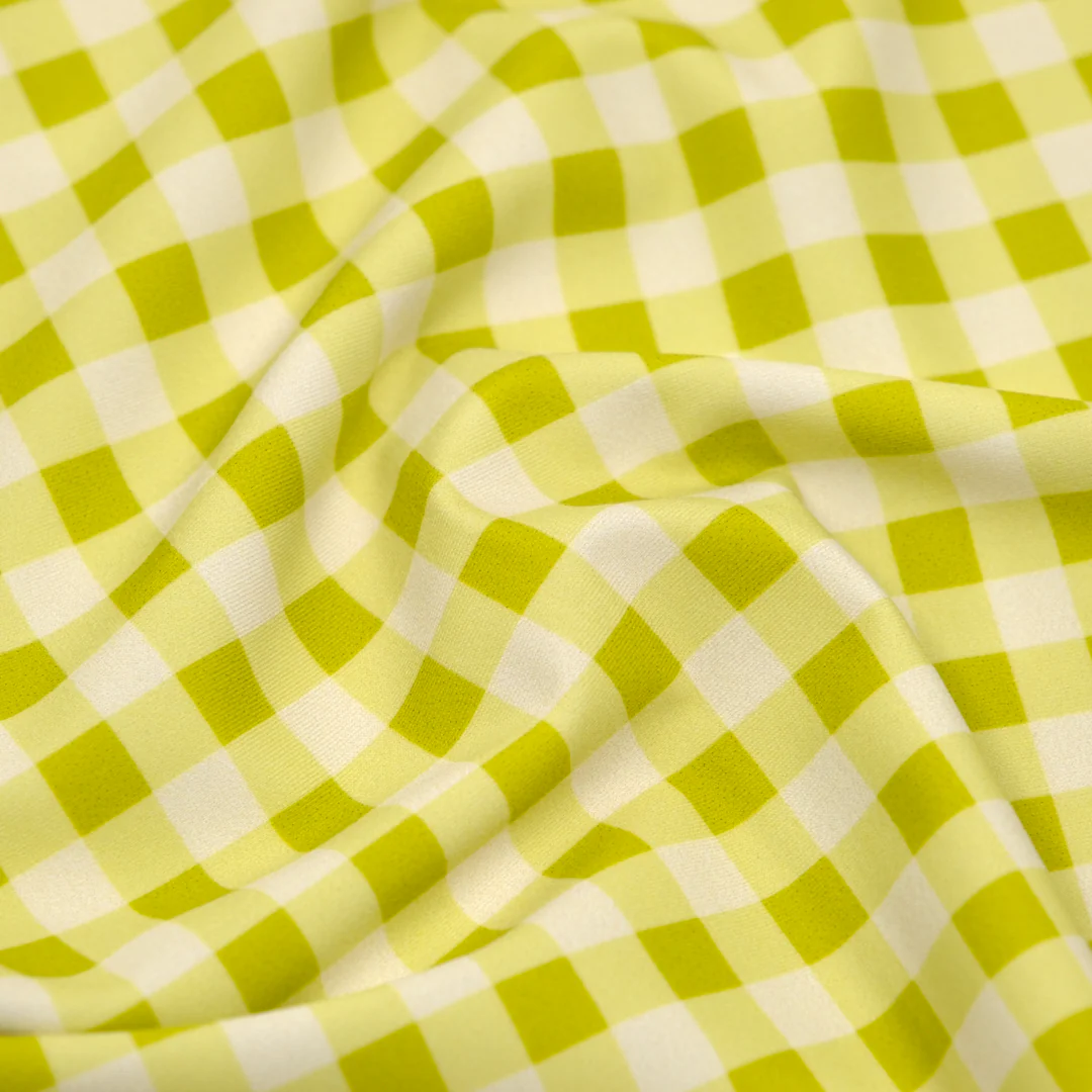 Gingham Recycled Nylon Swim Tricot - Limeade - Image 2