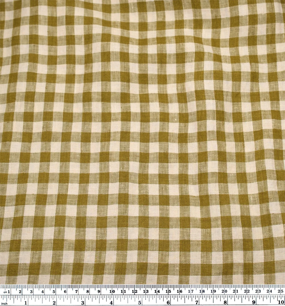 Gingham Soft Washed Linen - Artichoke Heart - Image 3