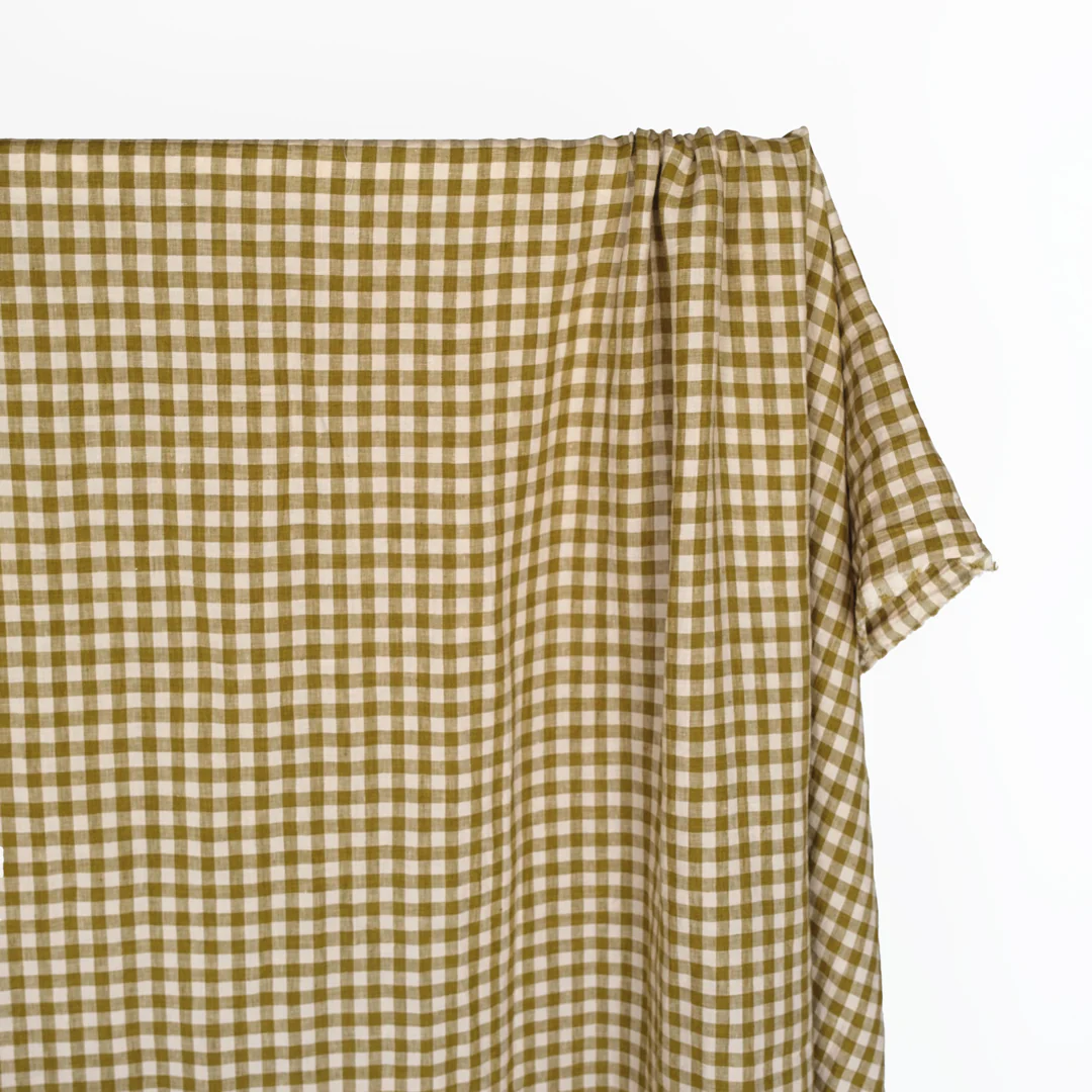Gingham Soft Washed Linen - Artichoke Heart - Image 4