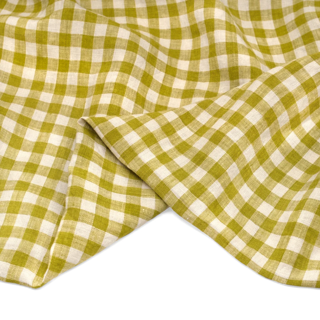 Gingham Soft Washed Linen - Bean Sprout