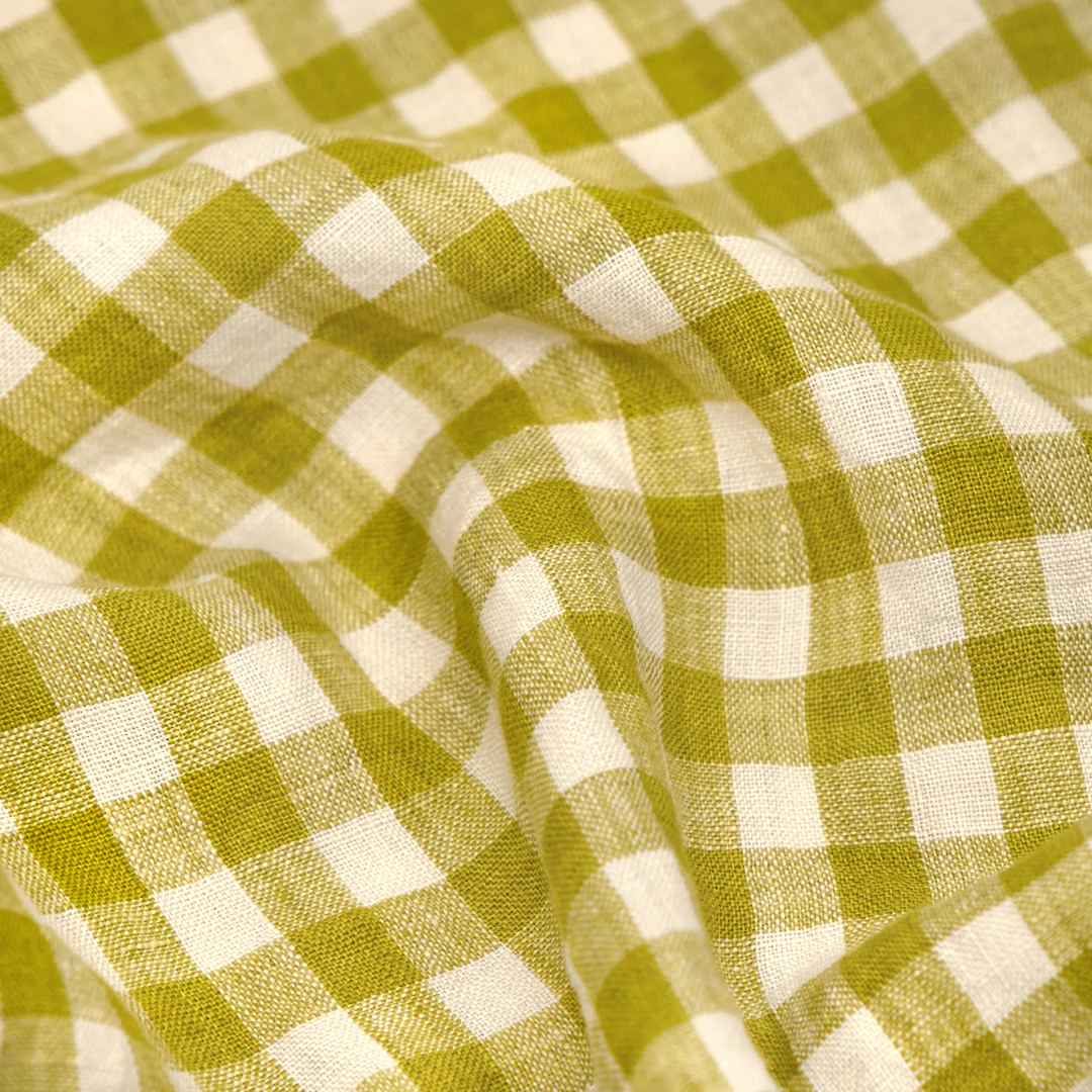 Gingham Soft Washed Linen - Bean Sprout - Image 3