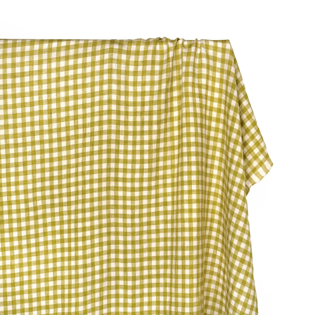 Gingham Soft Washed Linen - Bean Sprout - Image 4