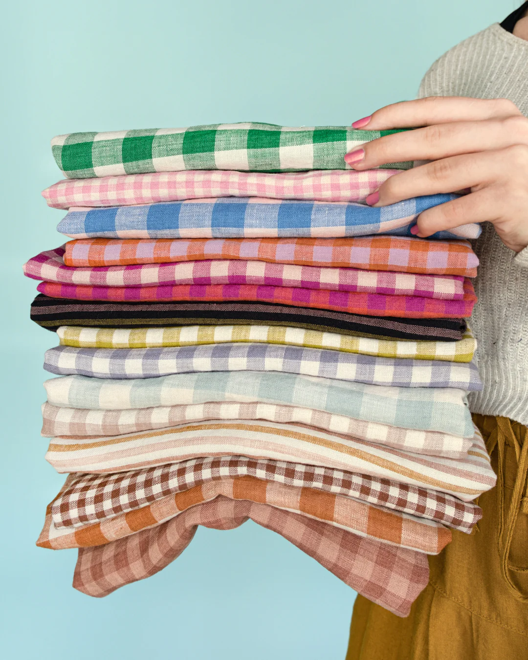 Gingham Soft Washed Linen - Bean Sprout - Image 6