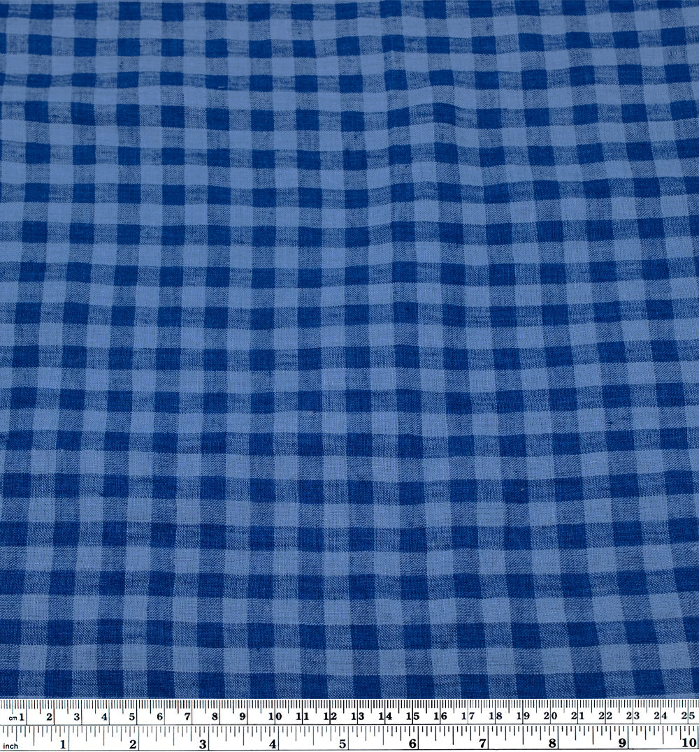 Gingham Soft Washed Linen - Blue Raspberry - Image 3