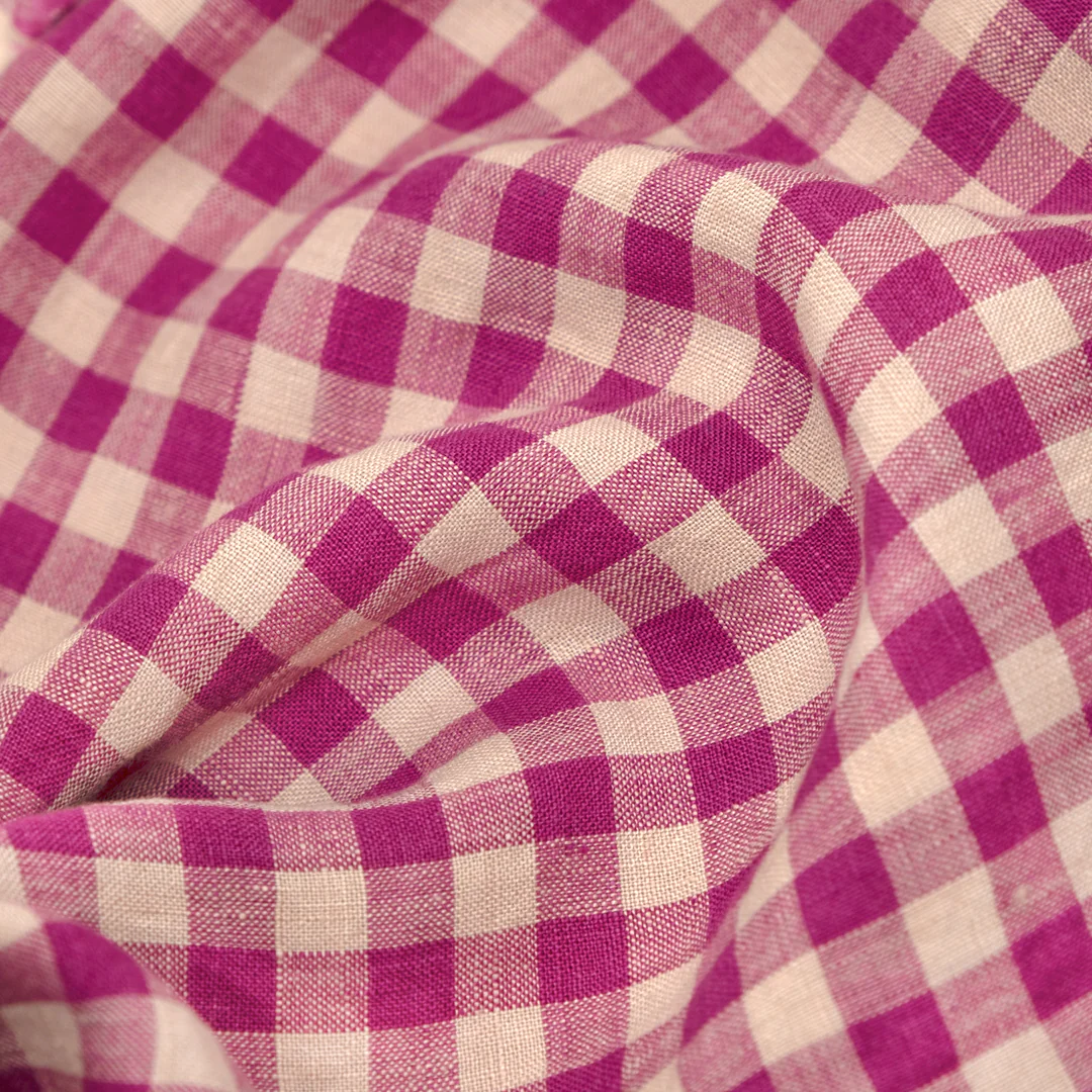 Gingham Soft Washed Linen - Cherry Blossom - Image 2