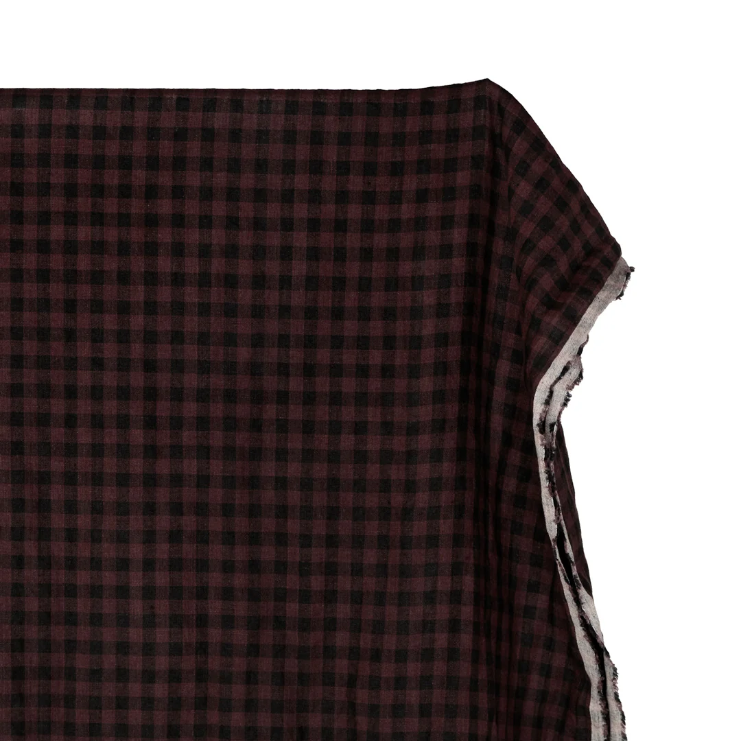 Gingham Soft Washed Linen - Dark Roast - Image 3