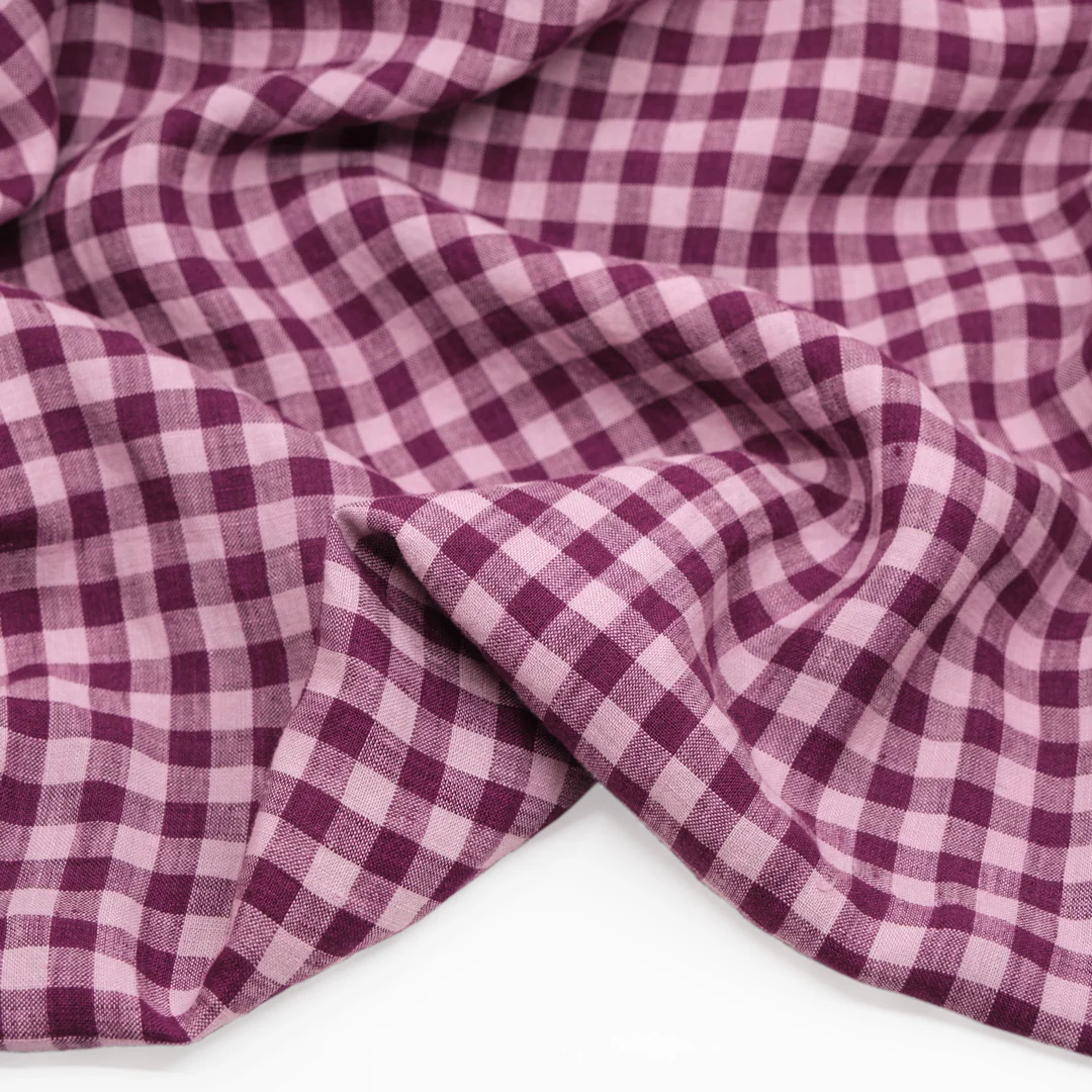 Gingham Soft Washed Linen - Grape Jelly - Image 2