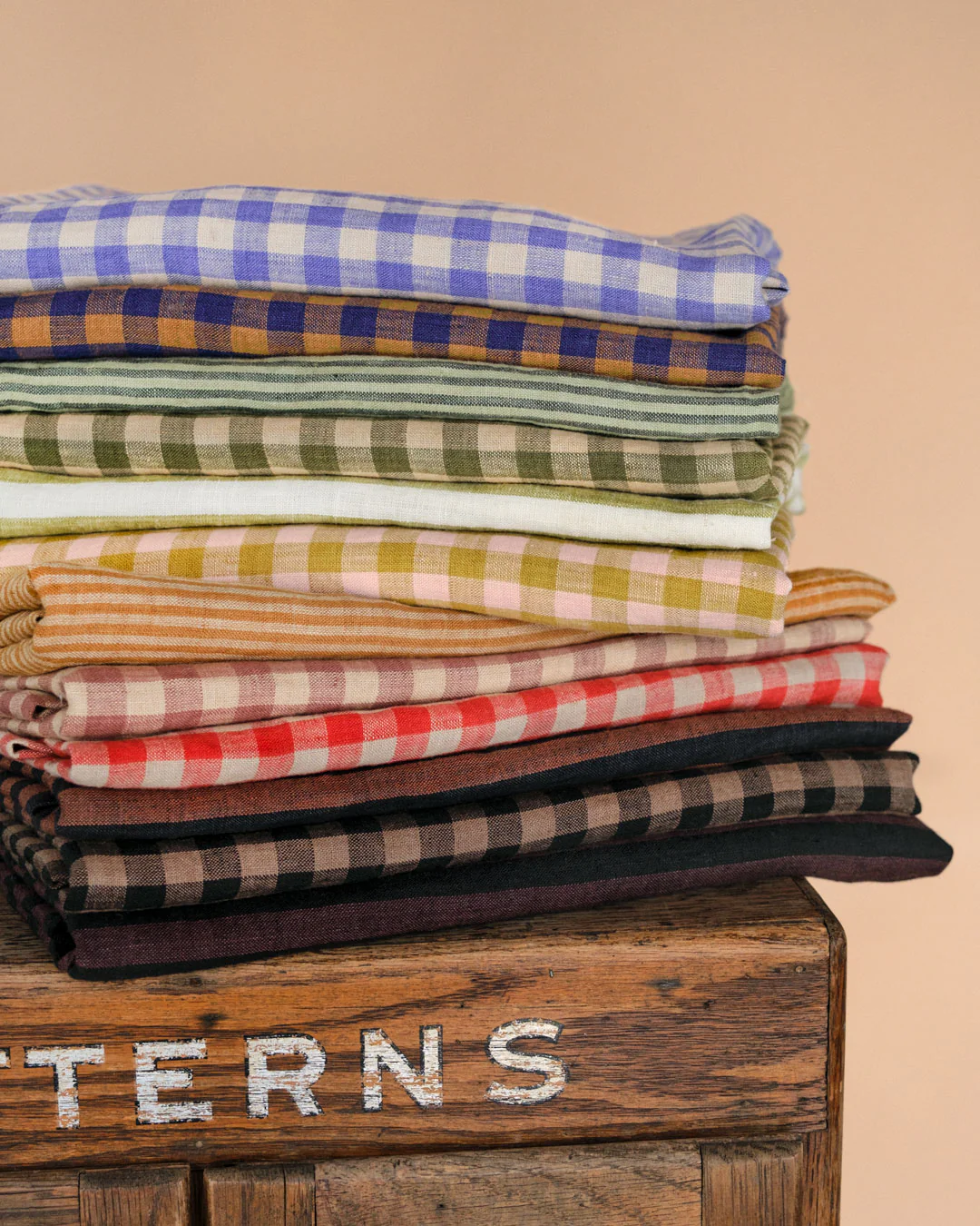Gingham Soft Washed Linen - Nutmeg - Image 6
