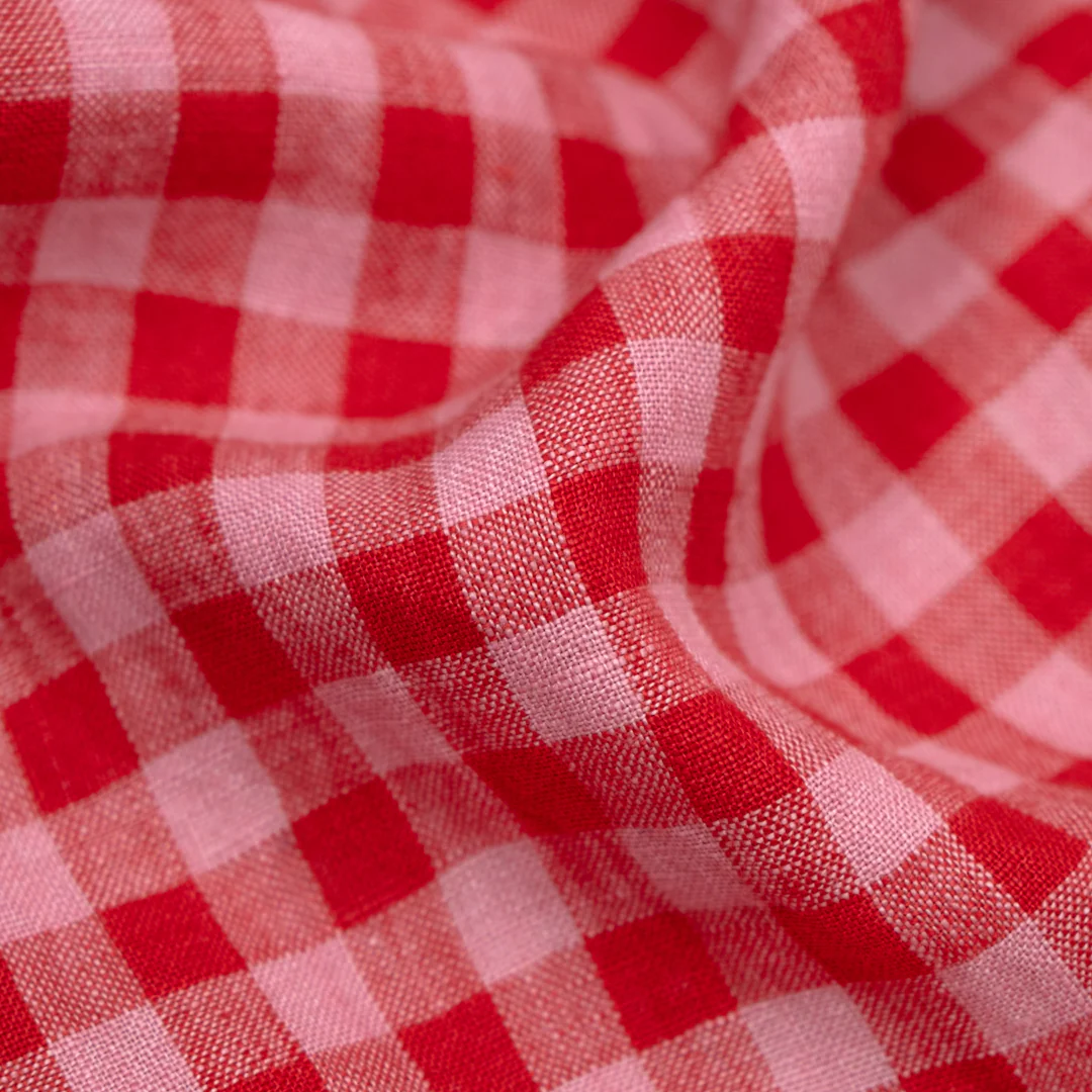 Gingham Soft Washed Linen - Sweet Tart