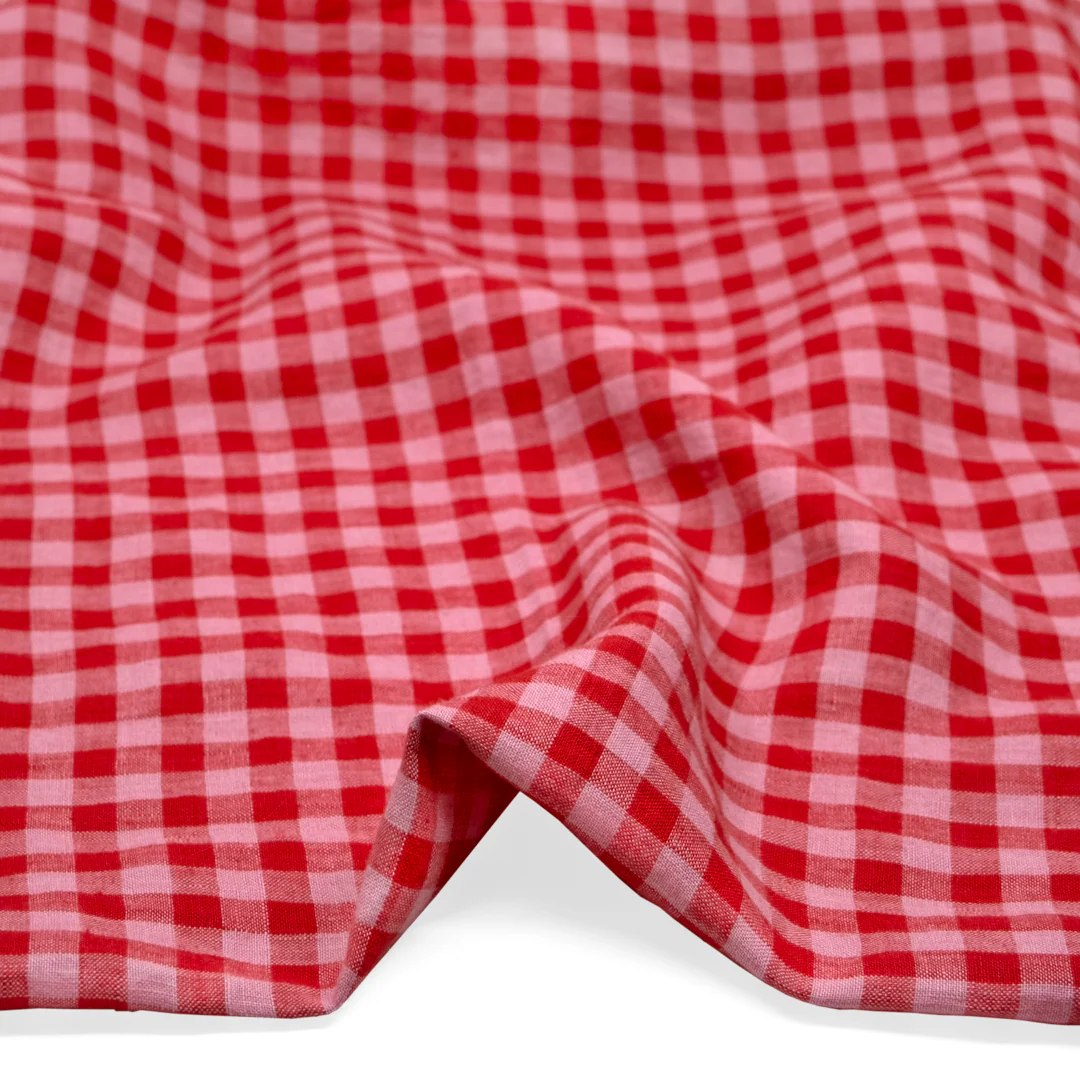 Gingham Soft Washed Linen - Sweet Tart - Image 2