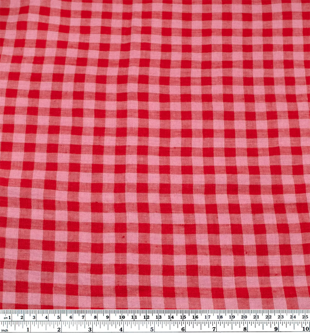Gingham Soft Washed Linen - Sweet Tart - Image 3