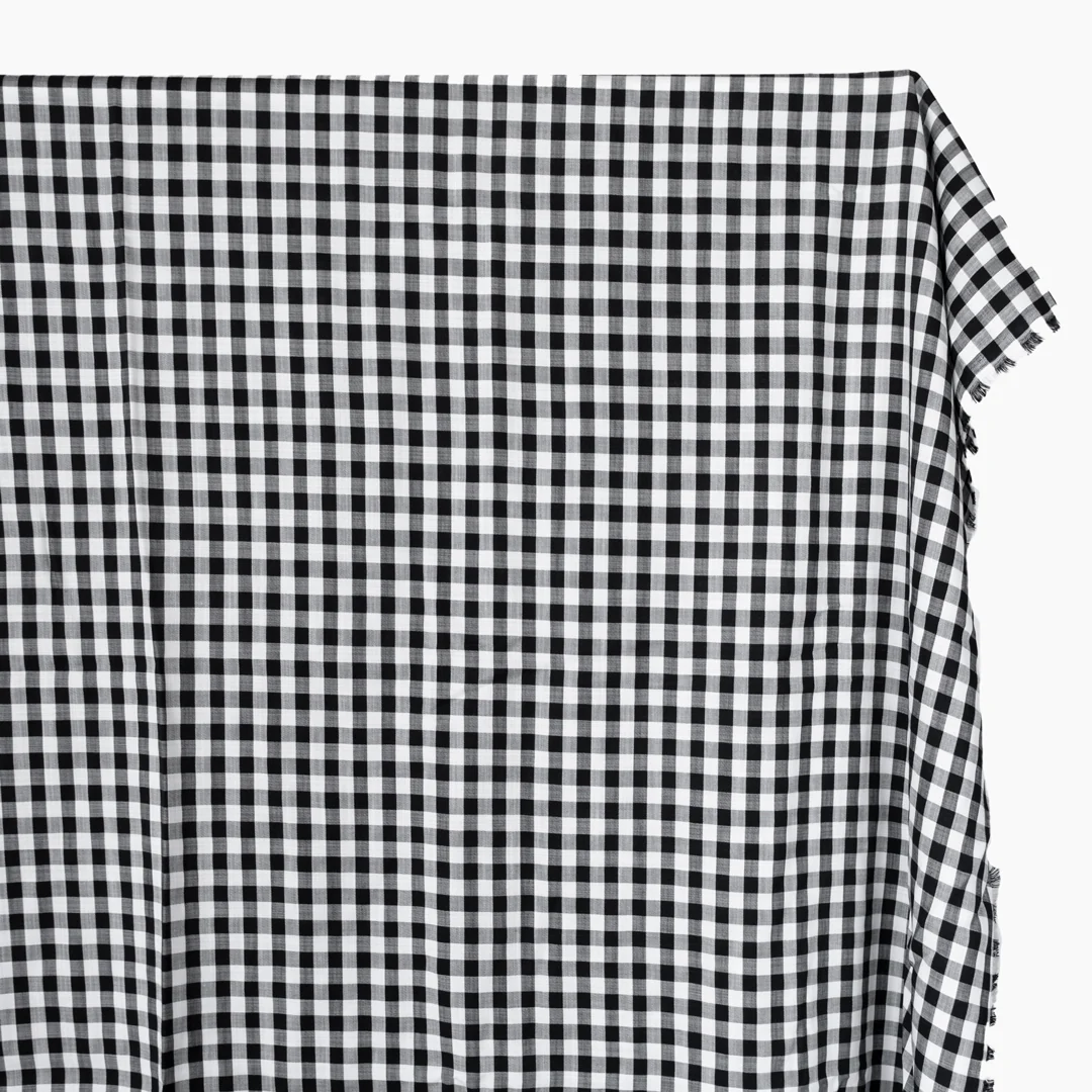 Gingham TENCEL™ Lyocell Twill - Black/White - Image 2