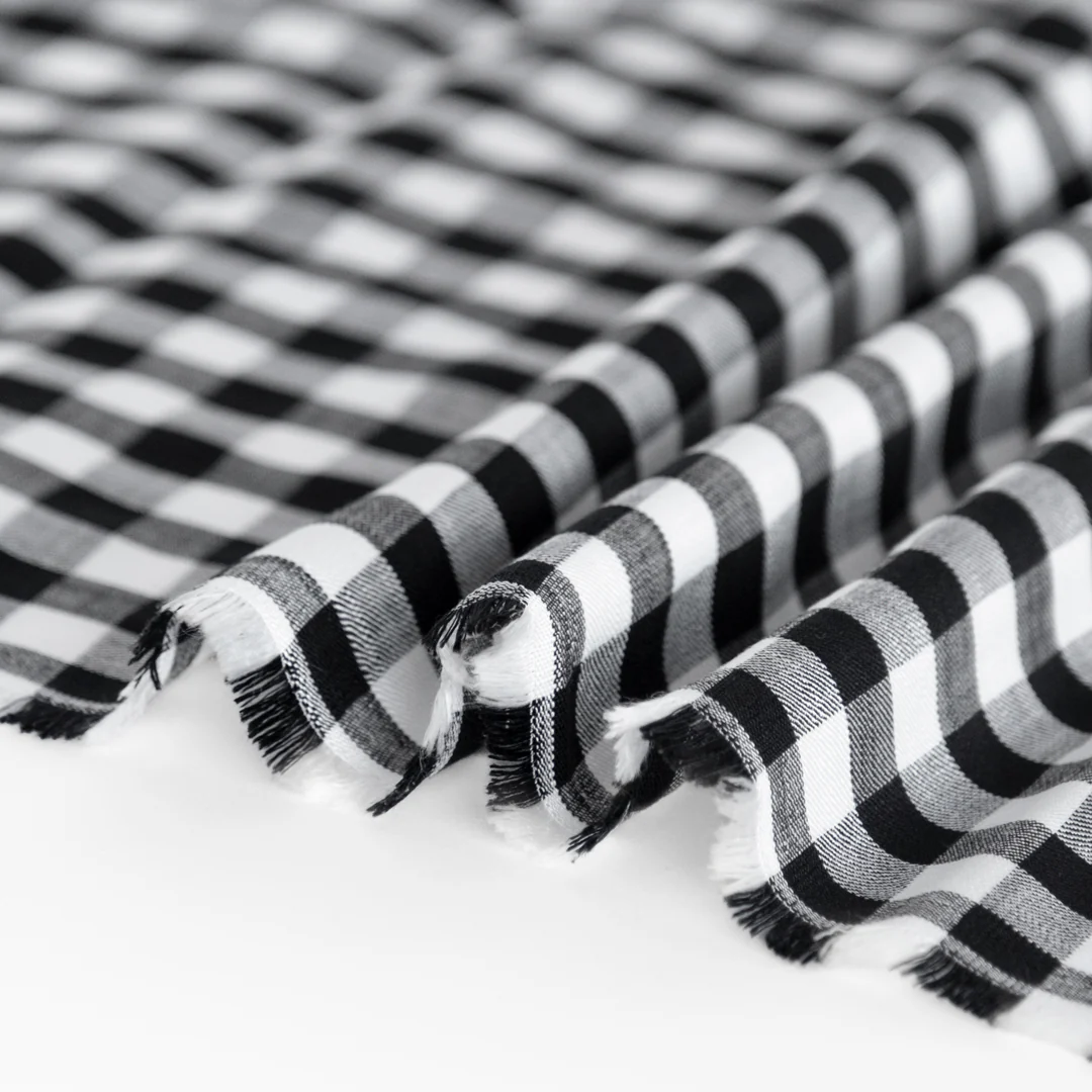 Gingham TENCEL™ Lyocell Twill - Black/White - Image 3
