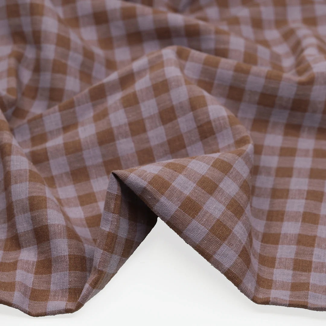 Gingham Yarn Dyed Cotton Linen - Dove/Mouse - Image 2