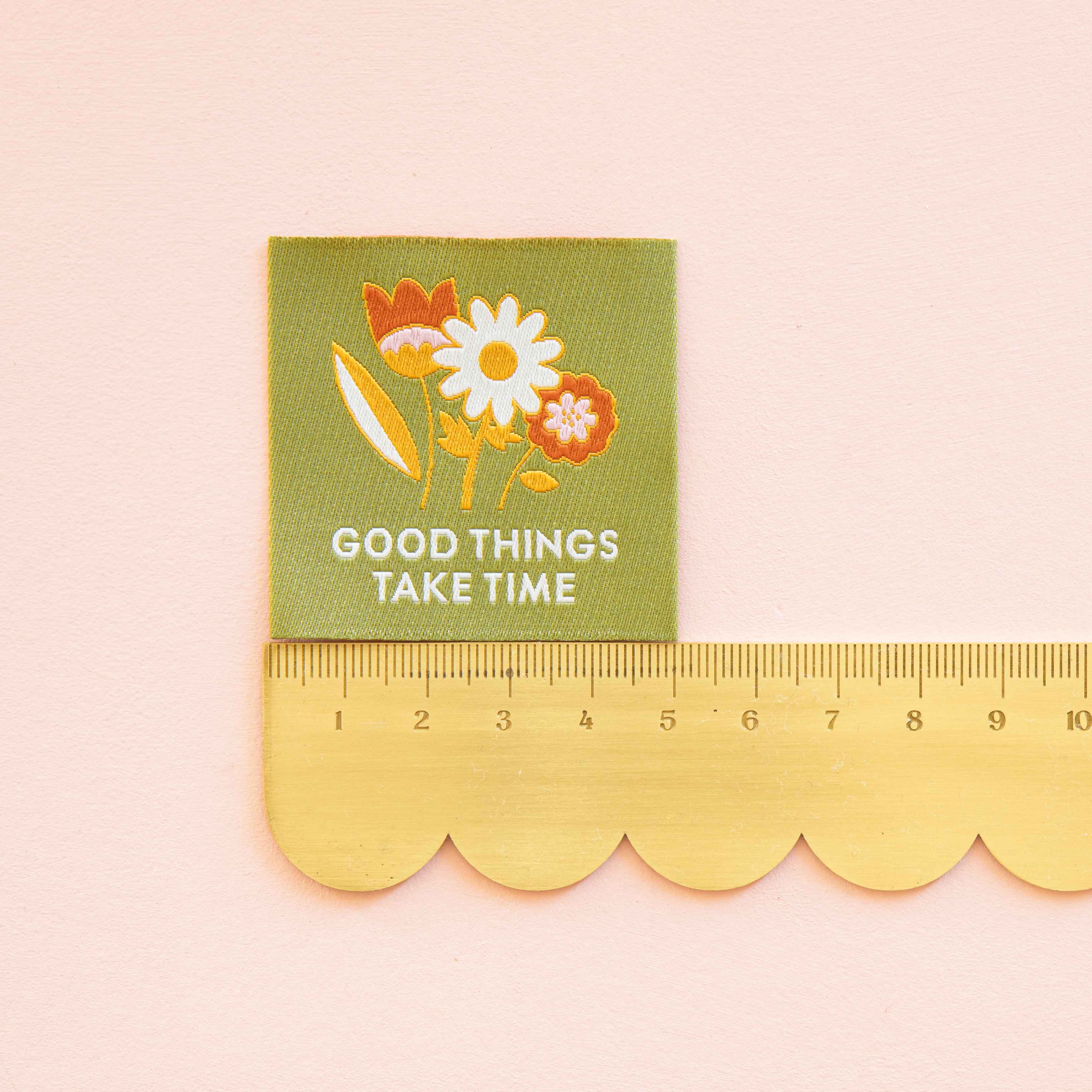 GOOD THINGS TAKE TIME Large Woven Labels By Sarah Hearts - Image 3