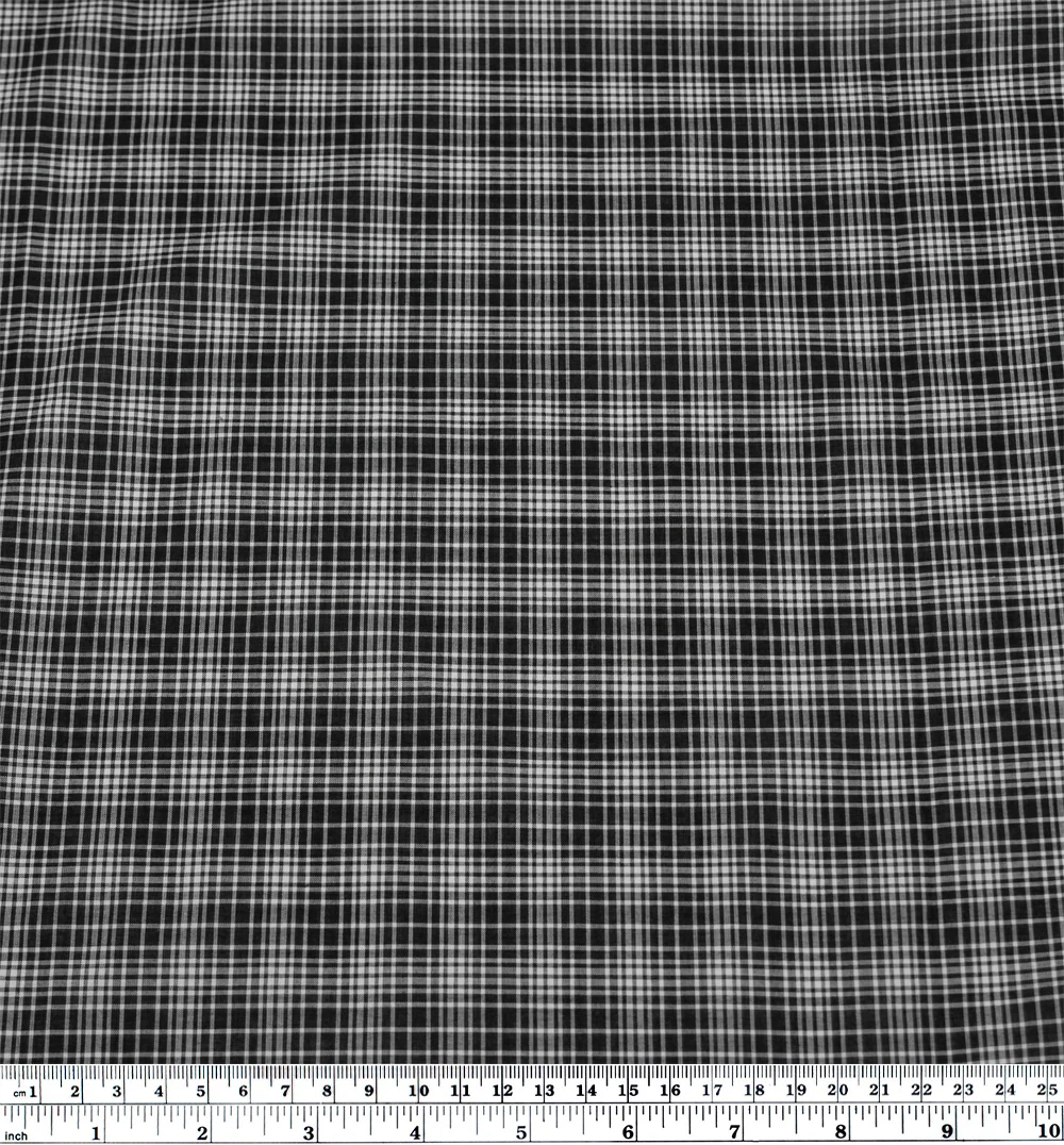 Graphite Lightweight Plaid Cotton Shirting - Black - Image 3