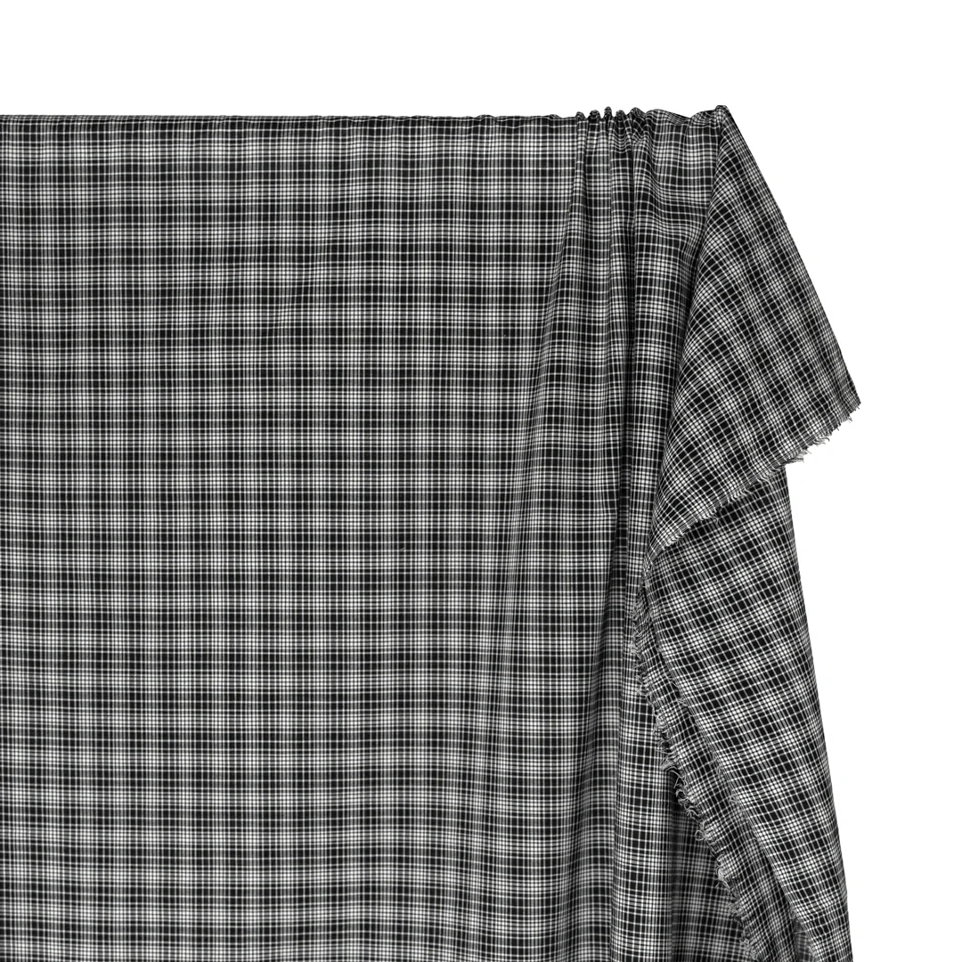 Graphite Lightweight Plaid Cotton Shirting - Black - Image 4