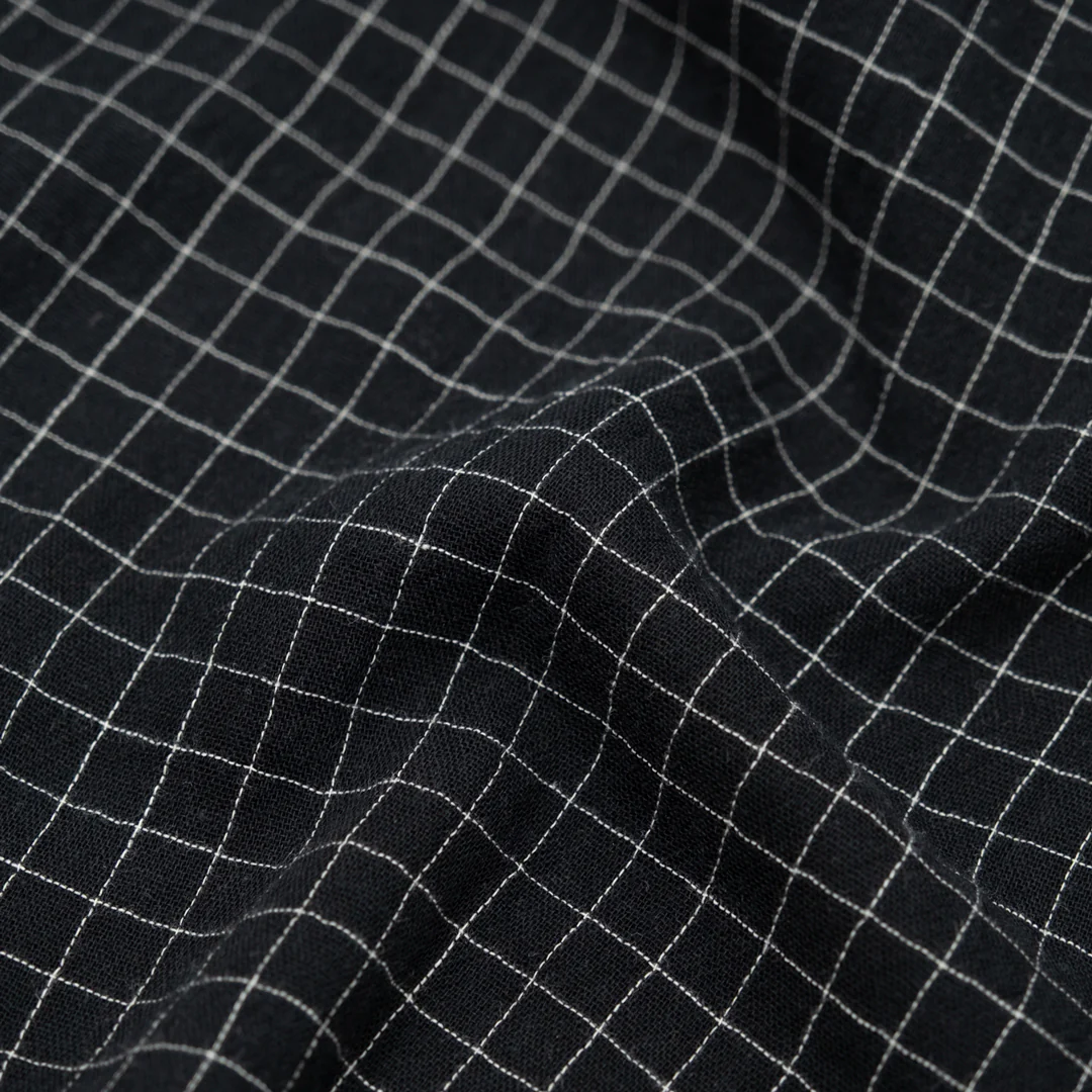 Grid Organic Cotton Double Gauze - Black/White