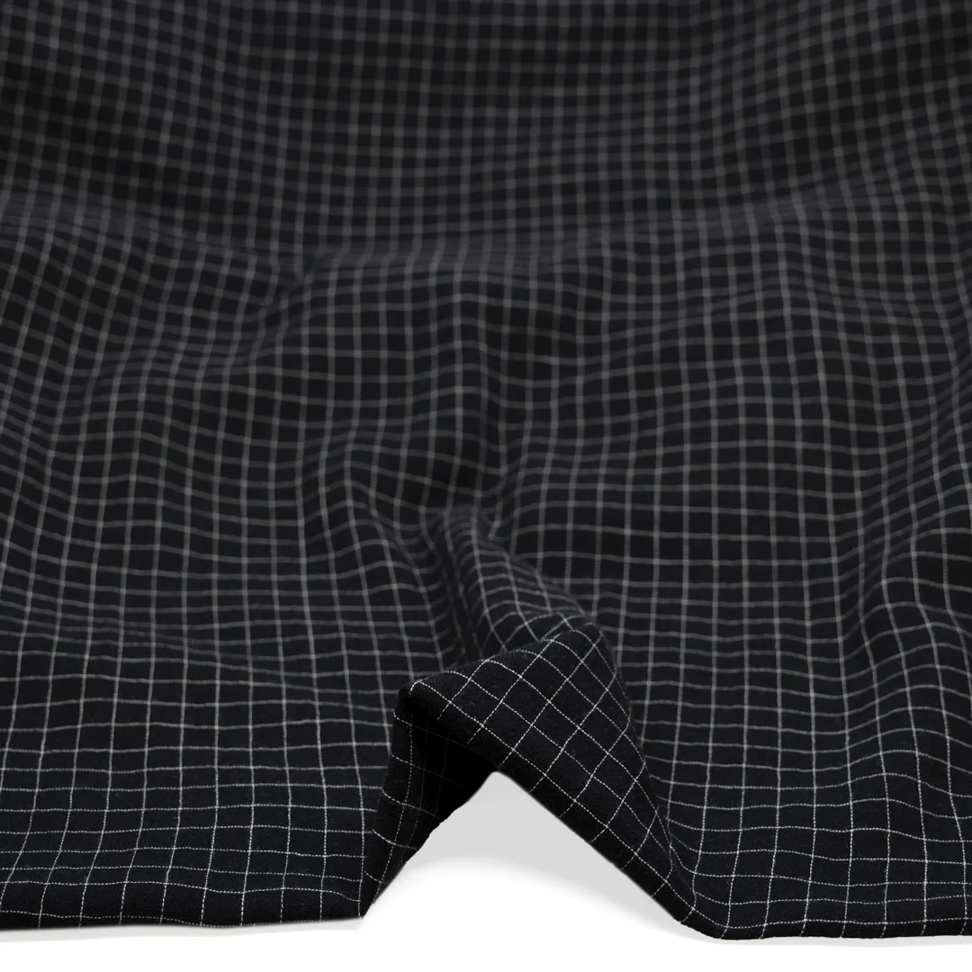 Grid Organic Cotton Double Gauze - Black/White - Image 2