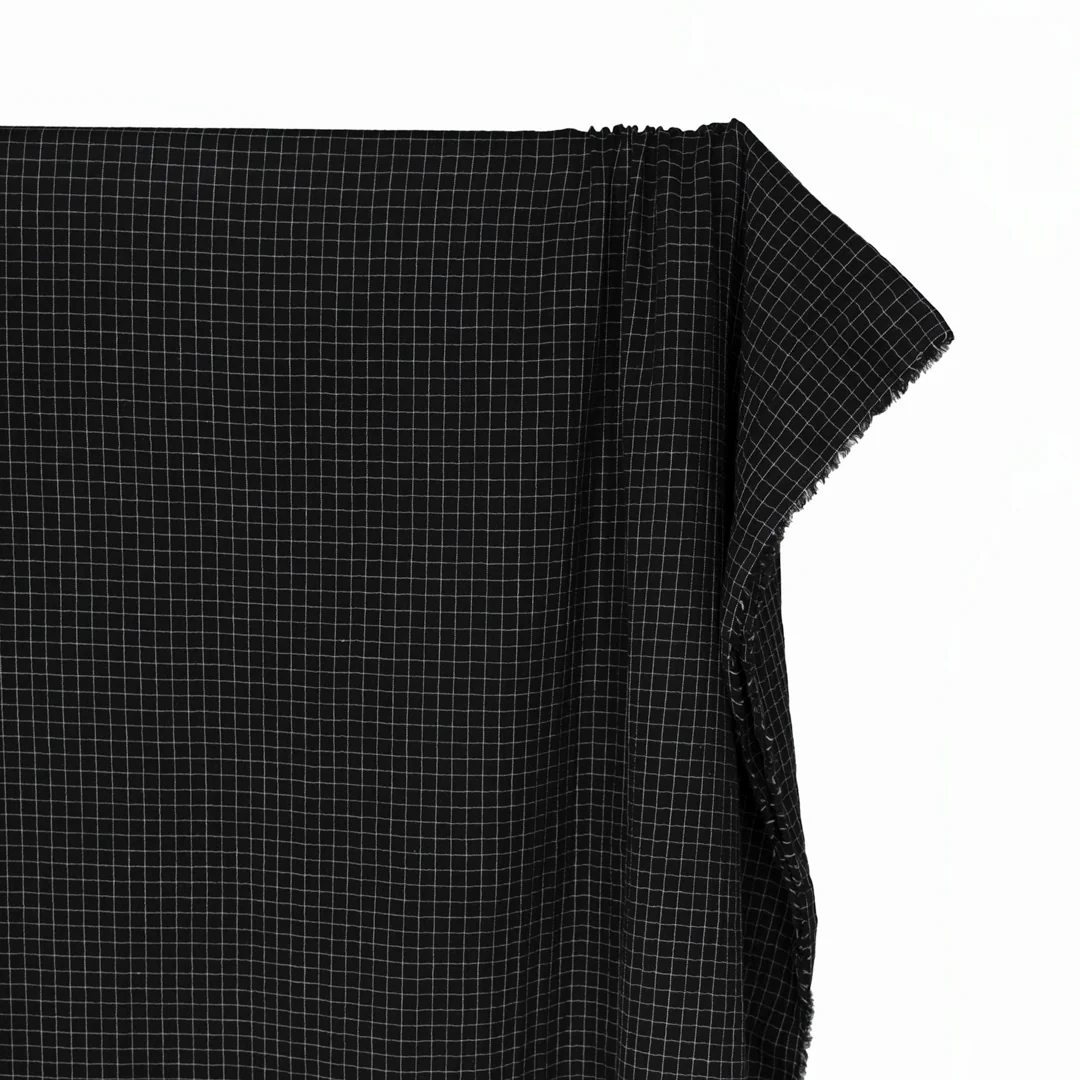 Grid Organic Cotton Double Gauze - Black/White - Image 3
