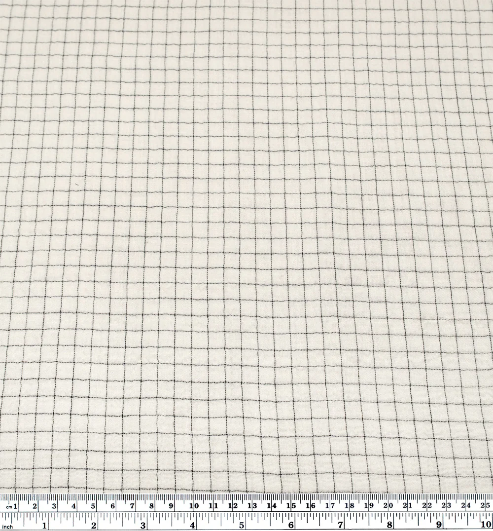 Grid Organic Cotton Double Gauze - Salt/Black - Image 4